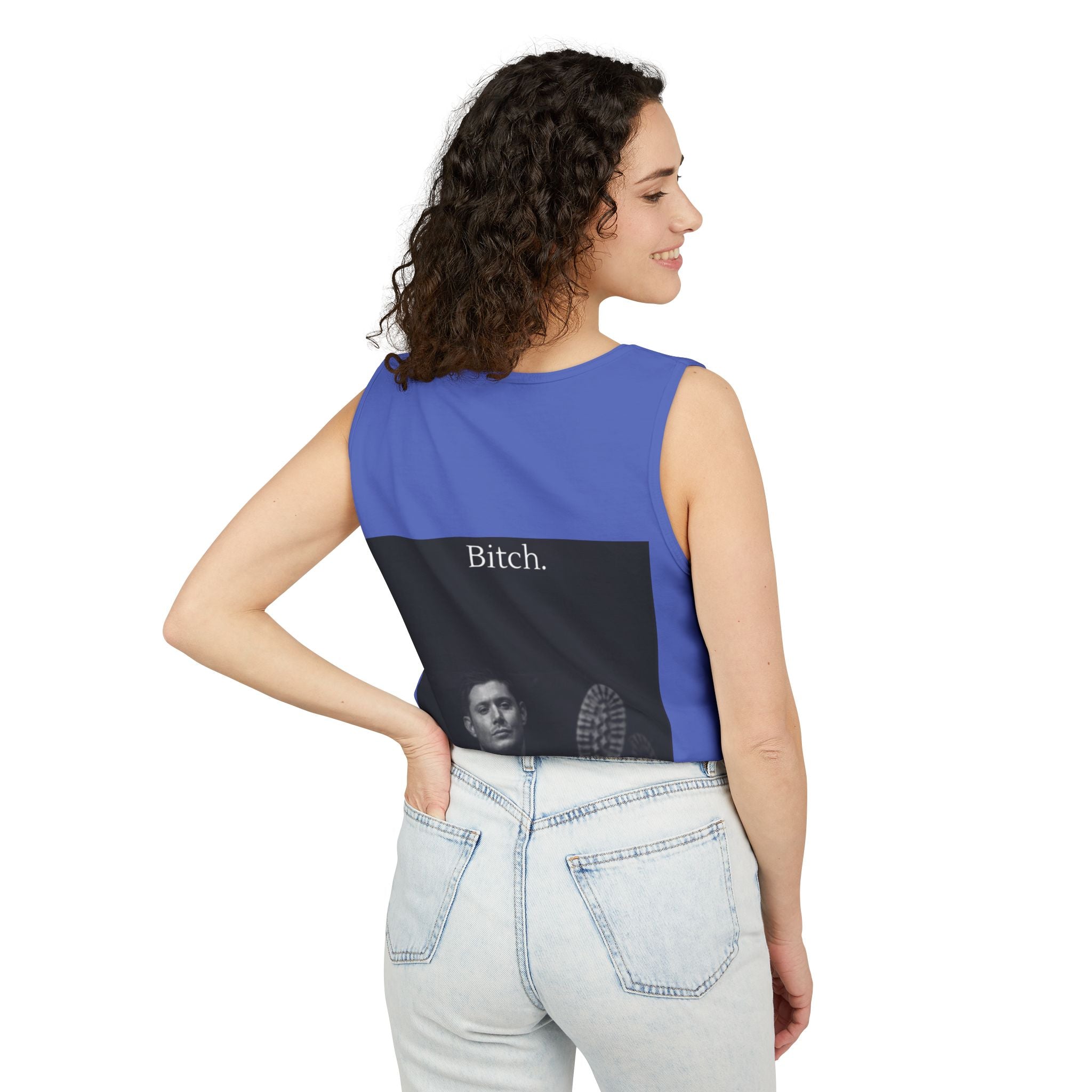 Graphic Tank Top — Vintage-Inspired 'Just Did It.' & 'Bitch.' Photo Print