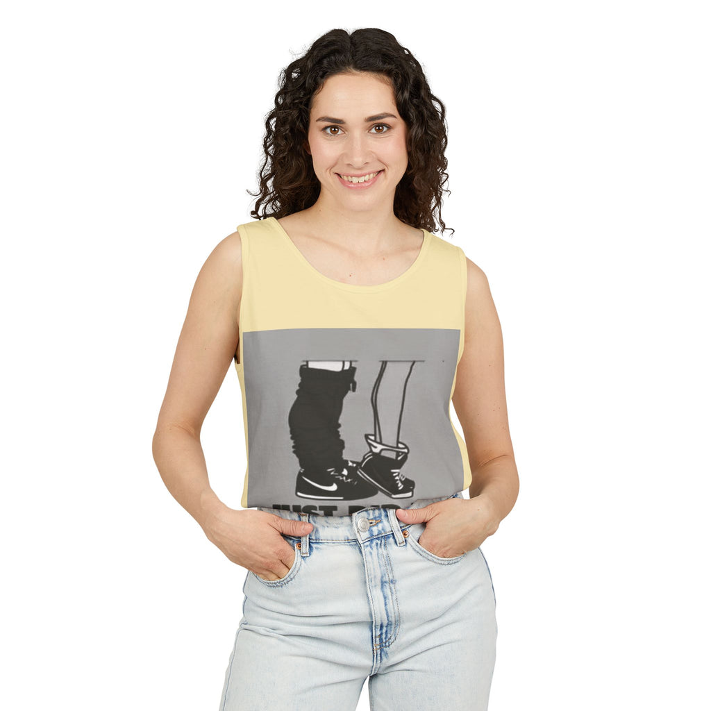 Graphic Tank Top — Vintage-Inspired 'Just Did It.' & 'Bitch.' Photo Print