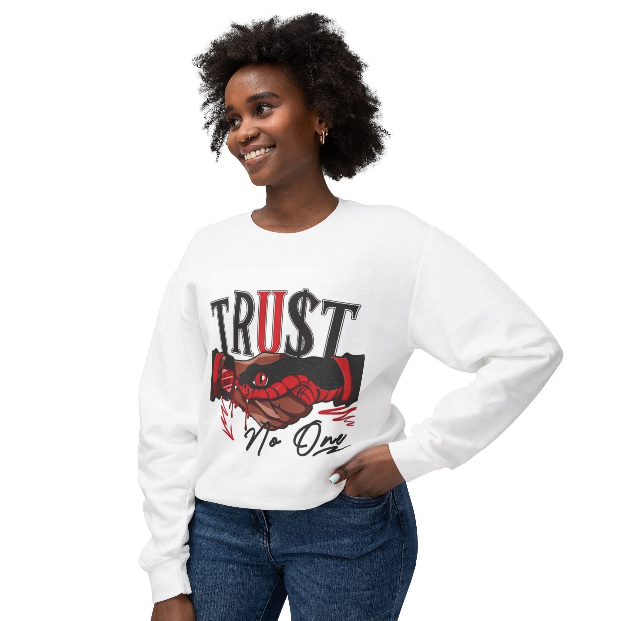 Trust No One Sweatshirt — Red Snake Graphic Crewneck