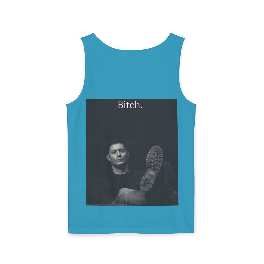 Graphic Tank Top — Vintage-Inspired 'Just Did It.' & 'Bitch.' Photo Print