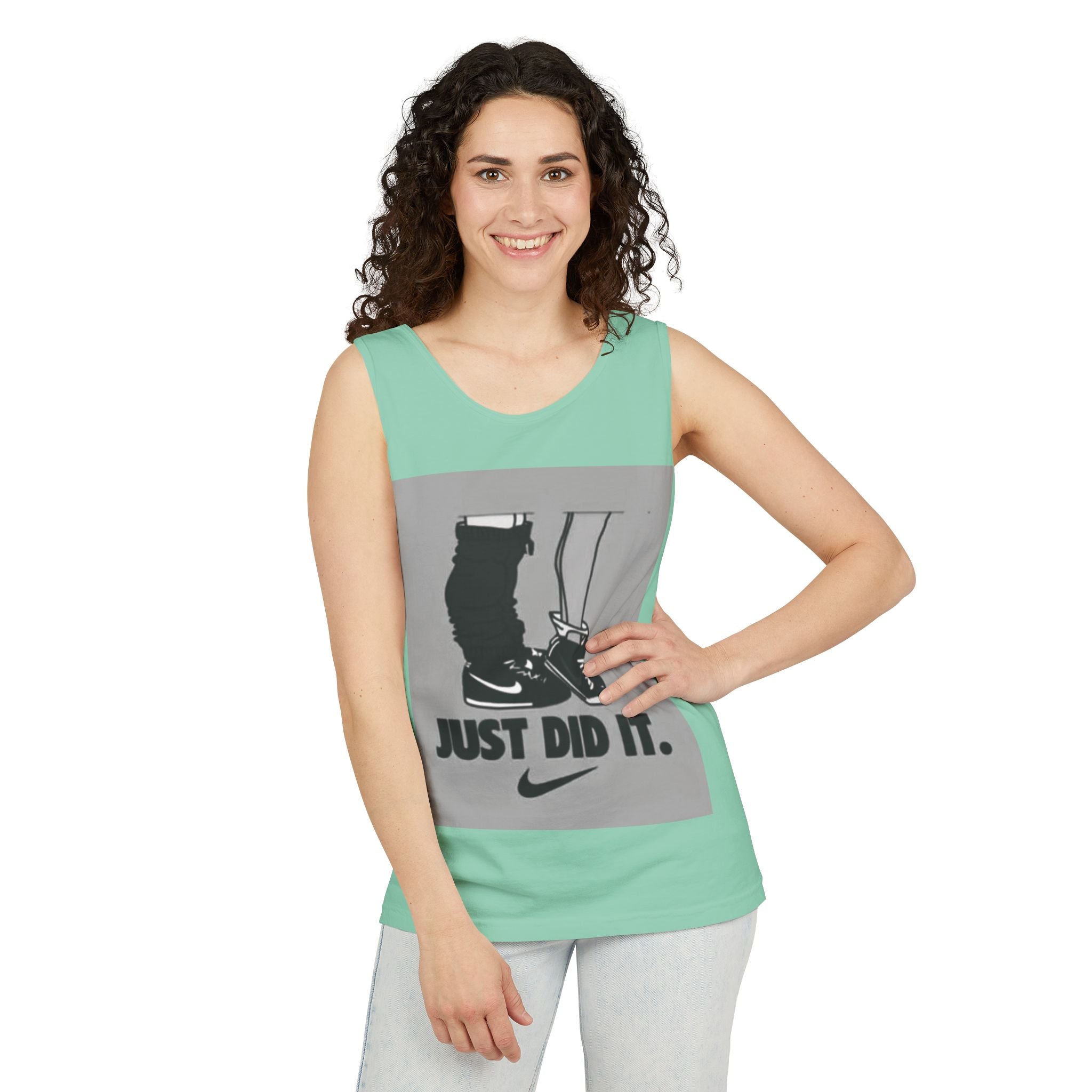 Graphic Tank Top — Vintage-Inspired 'Just Did It.' & 'Bitch.' Photo Print