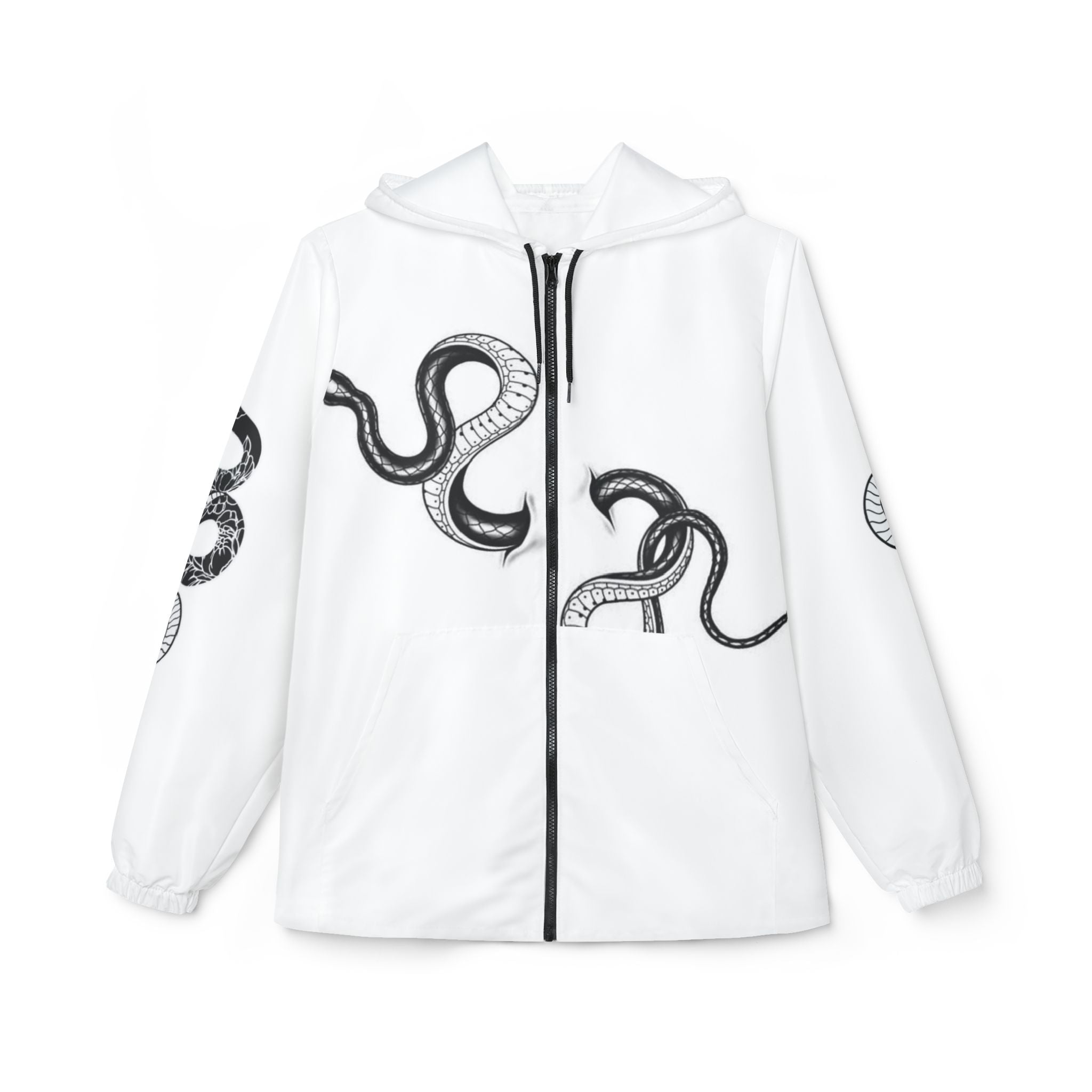 Snake Graphic Windbreaker Jacket — Bold Red & Black AOP Hooded Shell