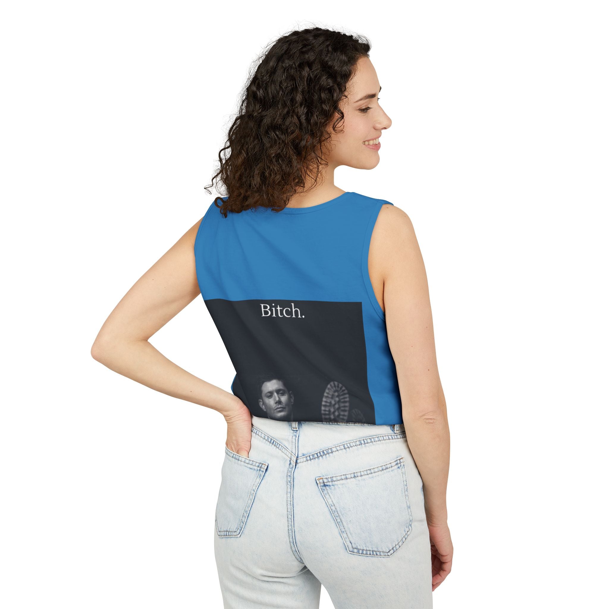 Graphic Tank Top — Vintage-Inspired 'Just Did It.' & 'Bitch.' Photo Print