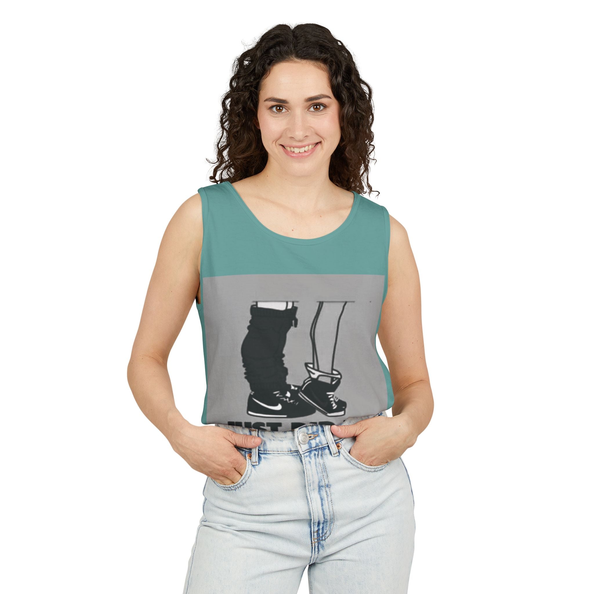 Graphic Tank Top — Vintage-Inspired 'Just Did It.' & 'Bitch.' Photo Print