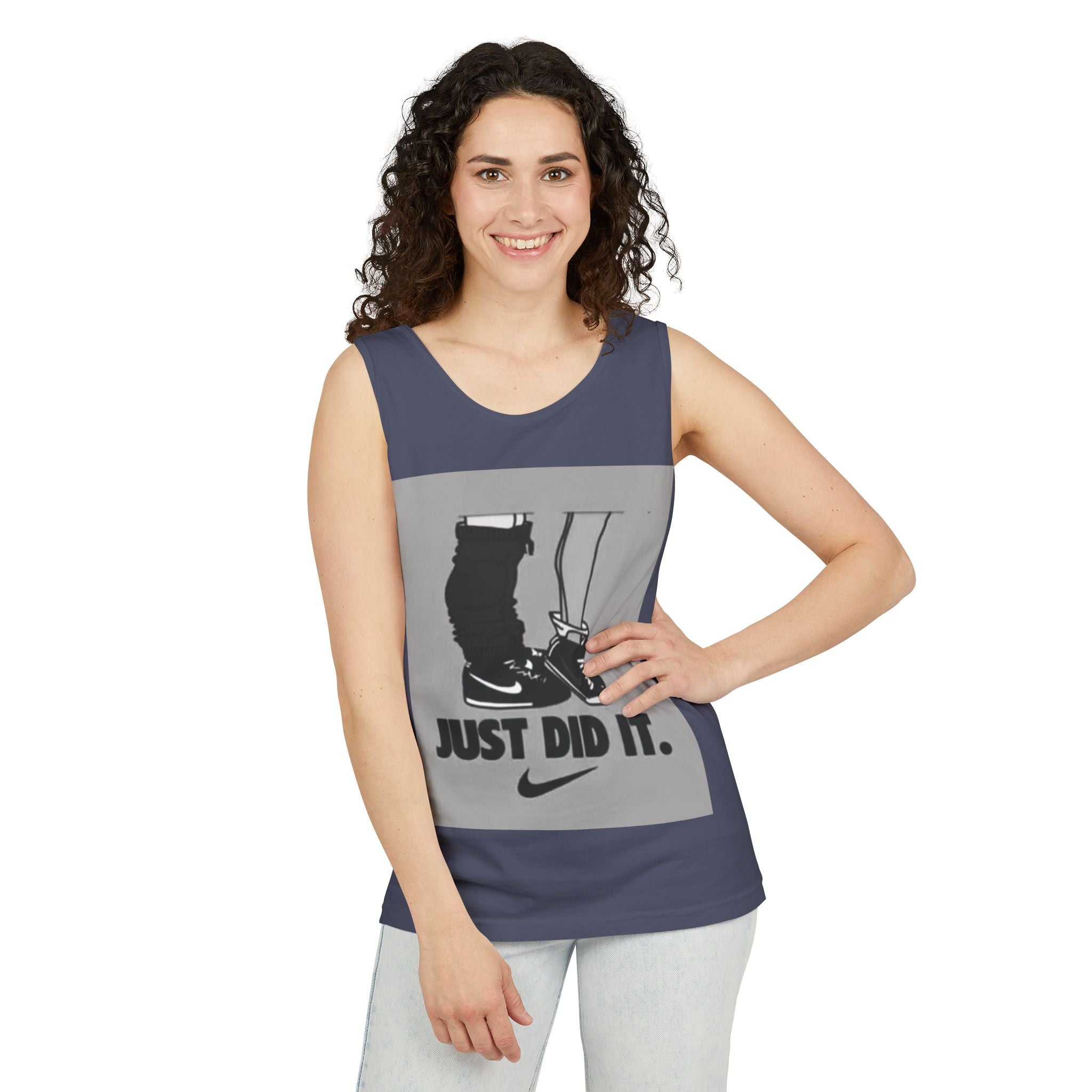 Graphic Tank Top — Vintage-Inspired 'Just Did It.' & 'Bitch.' Photo Print