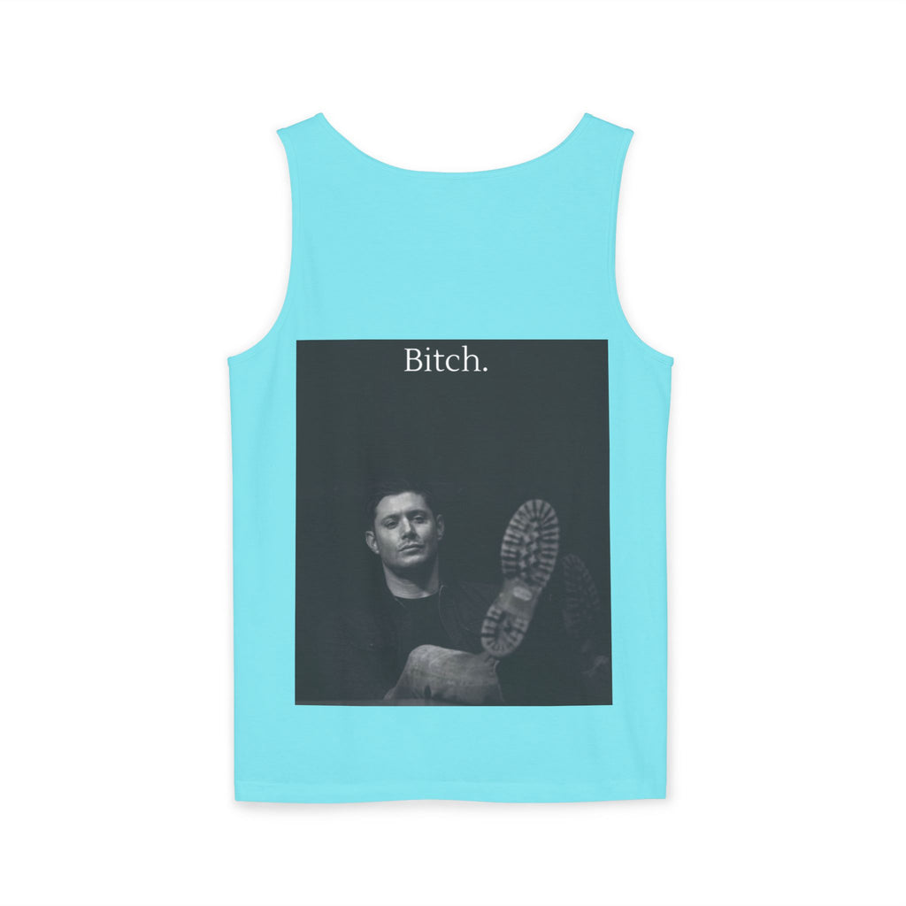 Graphic Tank Top — Vintage-Inspired 'Just Did It.' & 'Bitch.' Photo Print