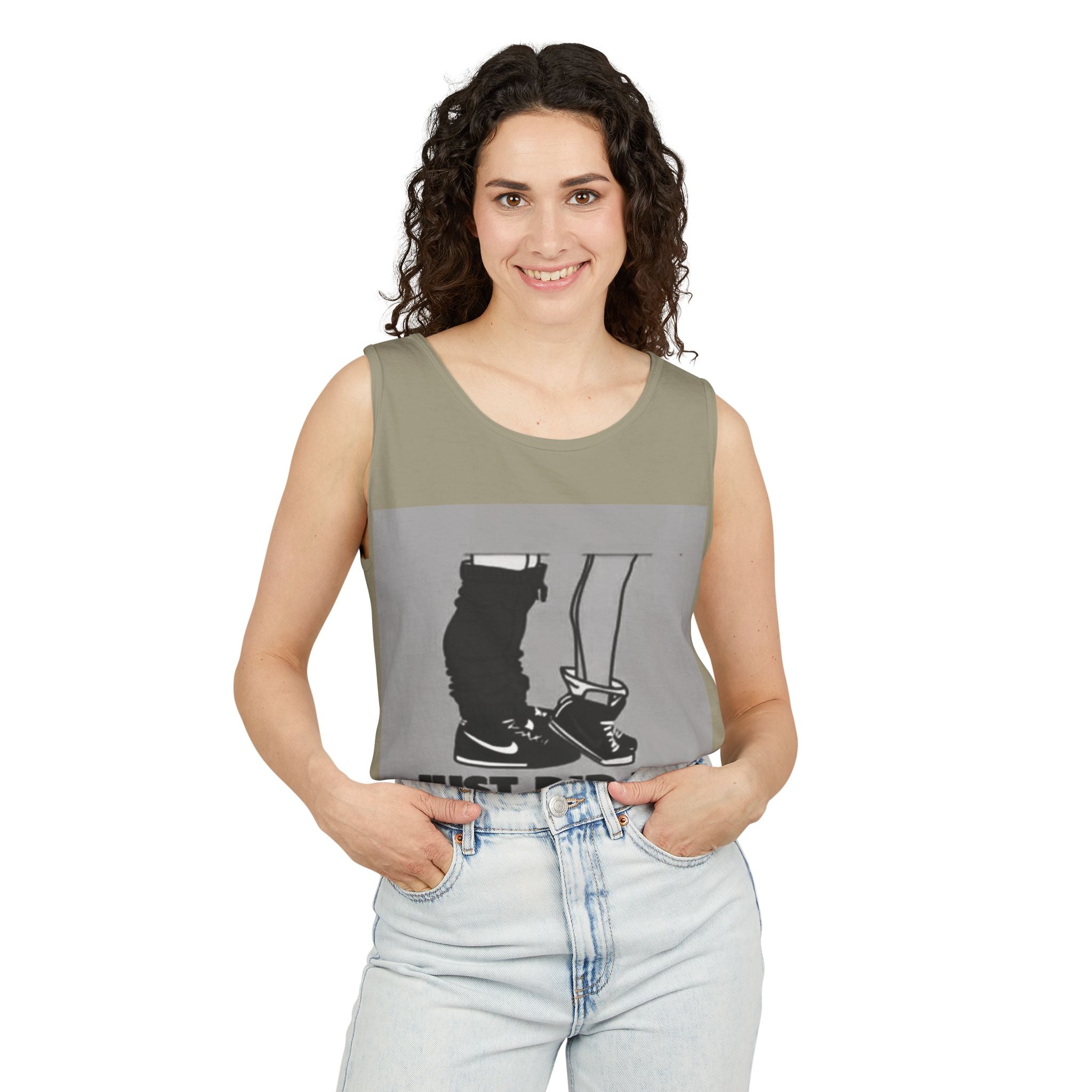 Graphic Tank Top — Vintage-Inspired 'Just Did It.' & 'Bitch.' Photo Print