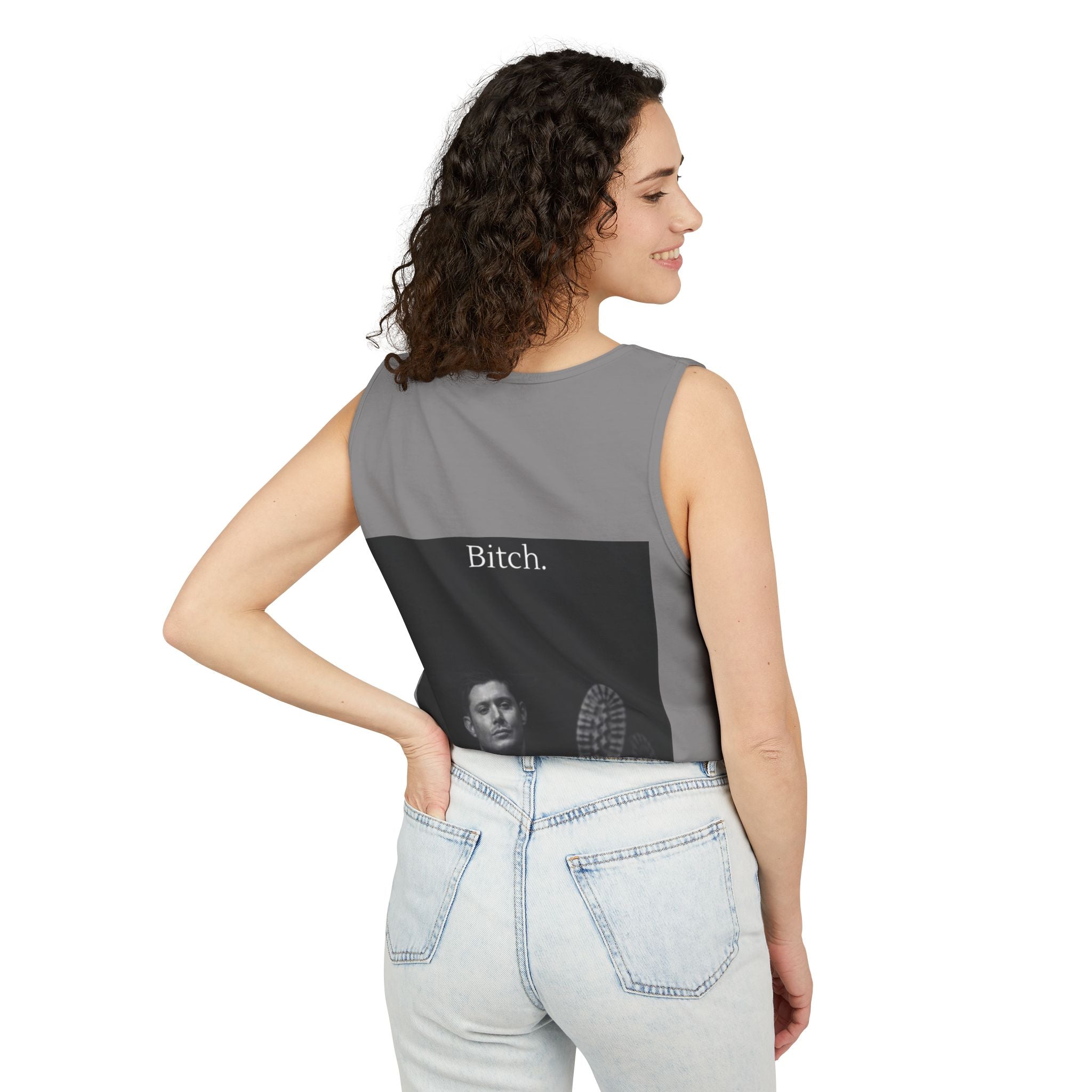 Graphic Tank Top — Vintage-Inspired 'Just Did It.' & 'Bitch.' Photo Print