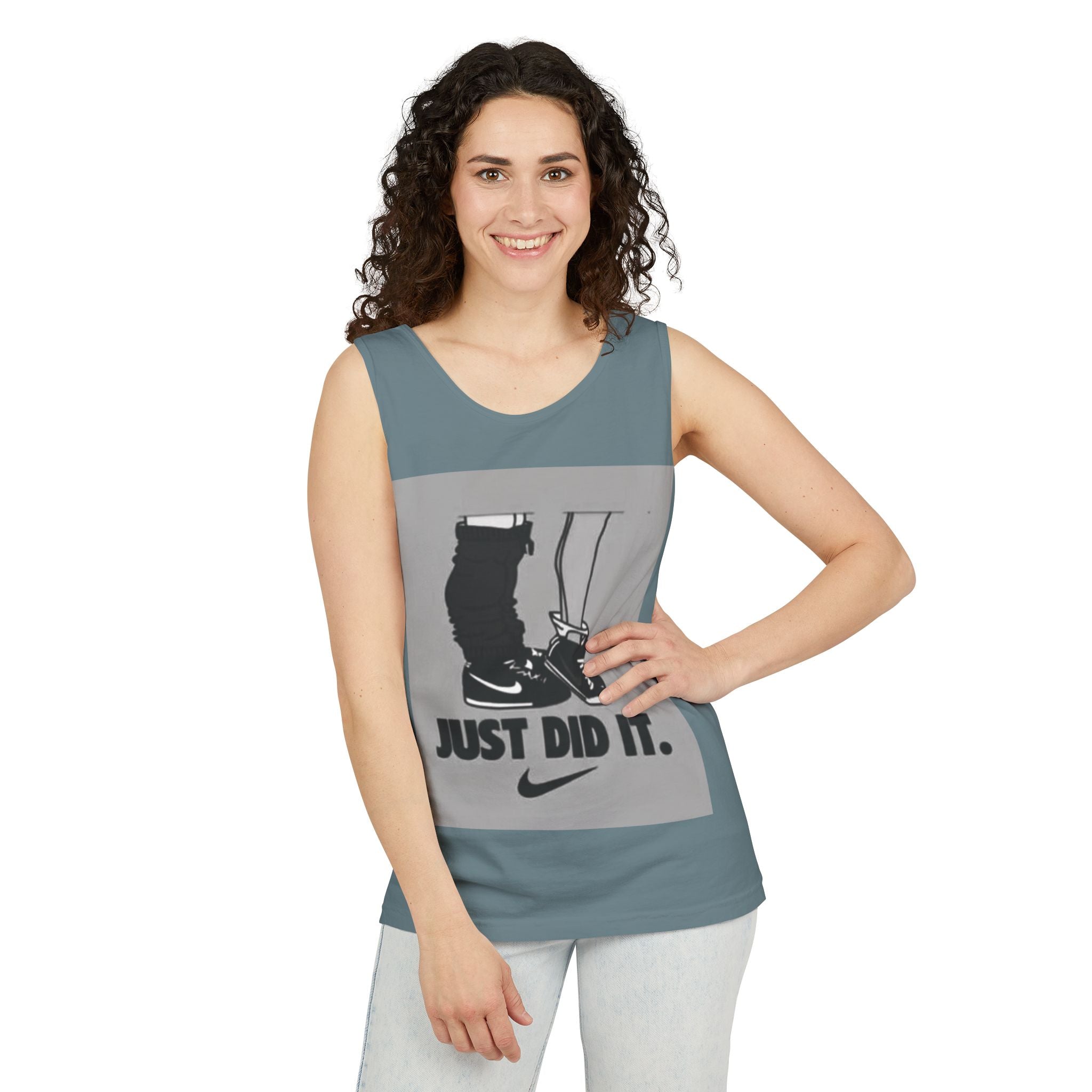 Graphic Tank Top — Vintage-Inspired 'Just Did It.' & 'Bitch.' Photo Print
