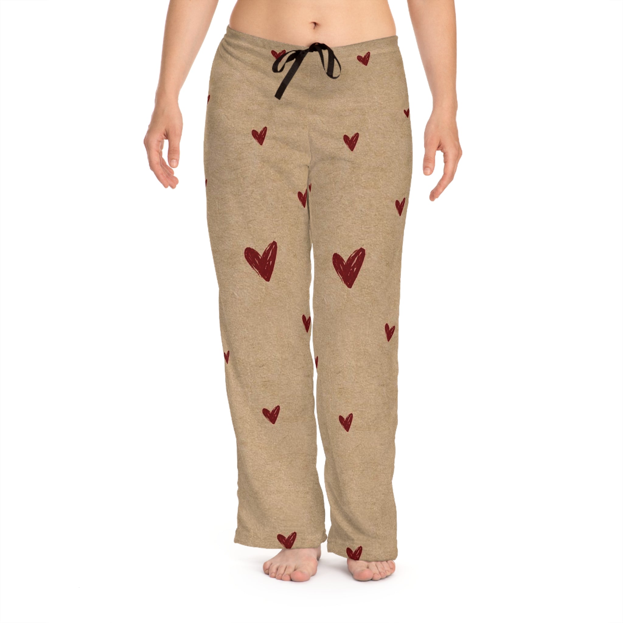 Women’s Heart Print Pajama Pants — Cozy Valentine Lounge Bottoms