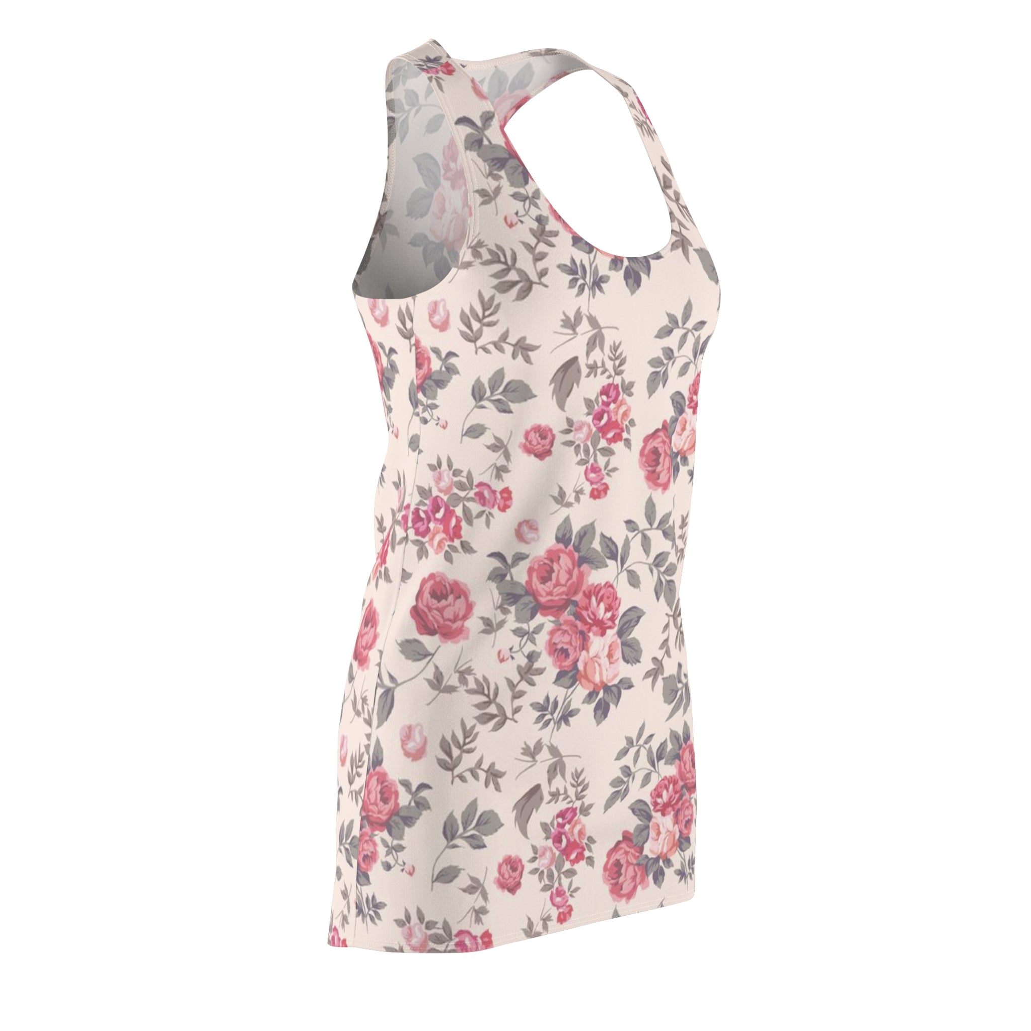 Floral Rose Racerback Dress — Vintage Pink All-Over Print