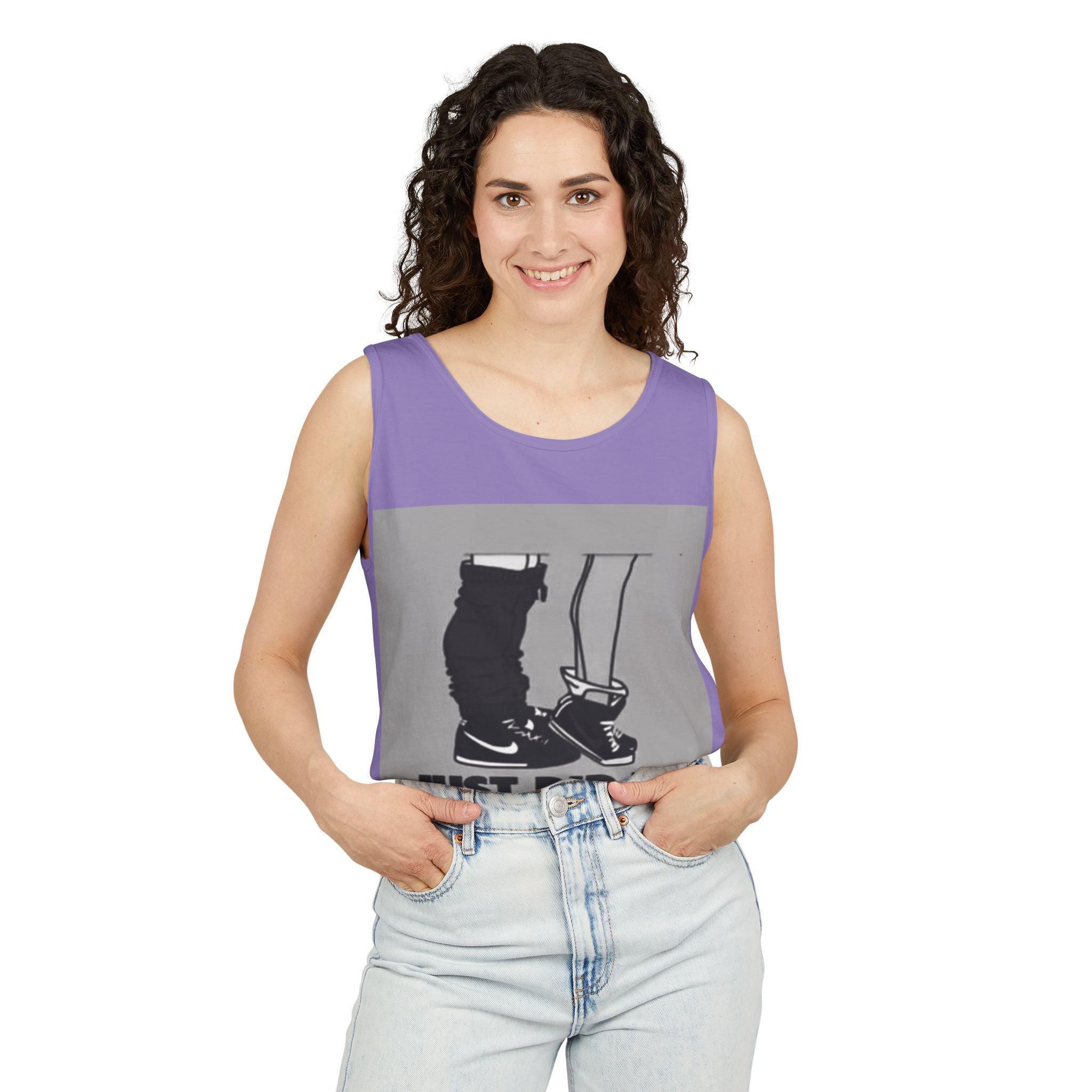 Graphic Tank Top — Vintage-Inspired 'Just Did It.' & 'Bitch.' Photo Print
