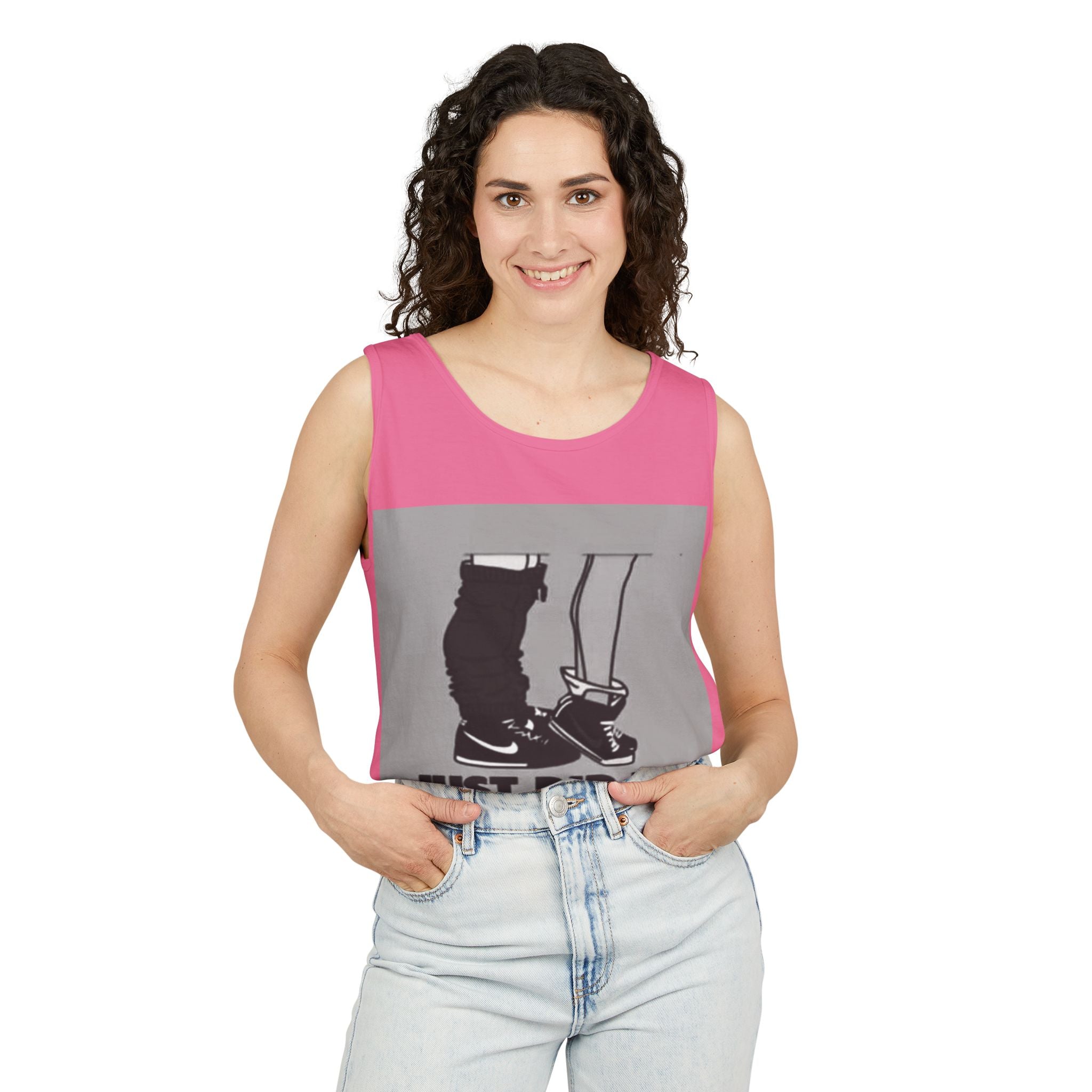 Graphic Tank Top — Vintage-Inspired 'Just Did It.' & 'Bitch.' Photo Print