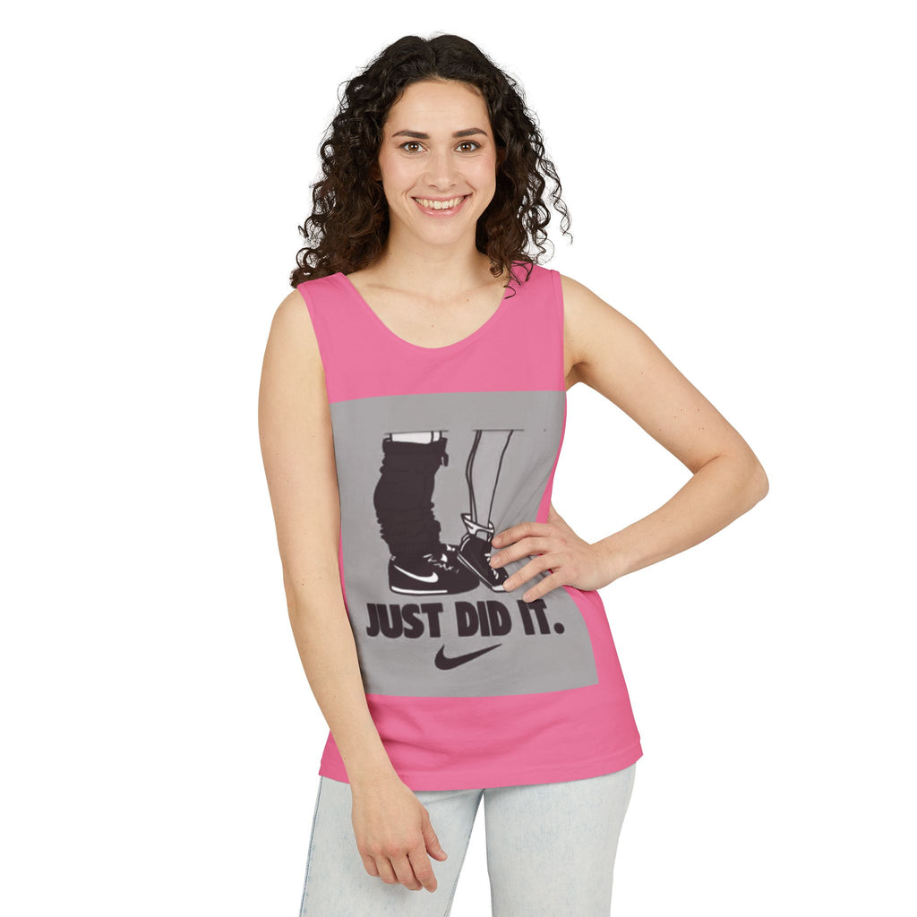Graphic Tank Top — Vintage-Inspired 'Just Did It.' & 'Bitch.' Photo Print