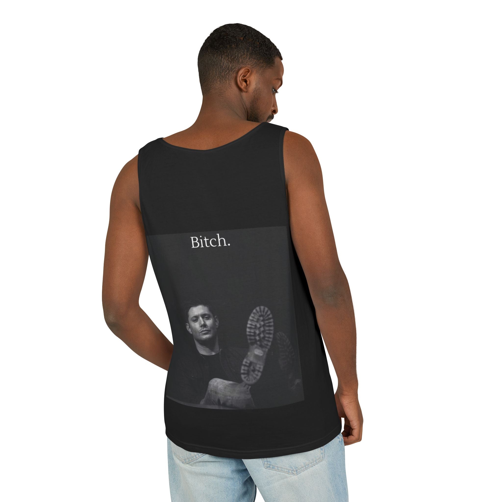 Graphic Tank Top — Vintage-Inspired 'Just Did It.' & 'Bitch.' Photo Print