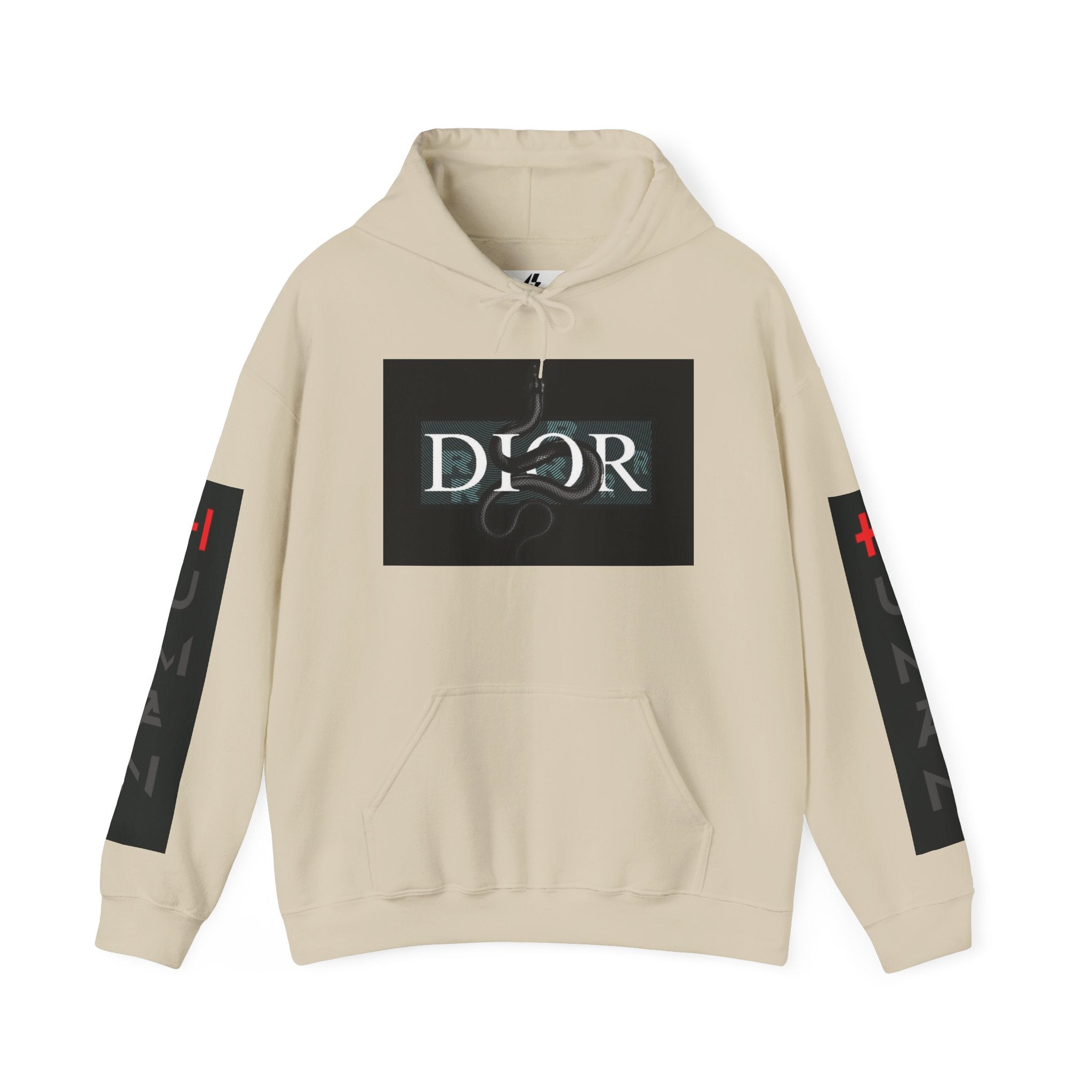 Dior Snake Graphic Hoodie — White Streetwear Logo Pullover