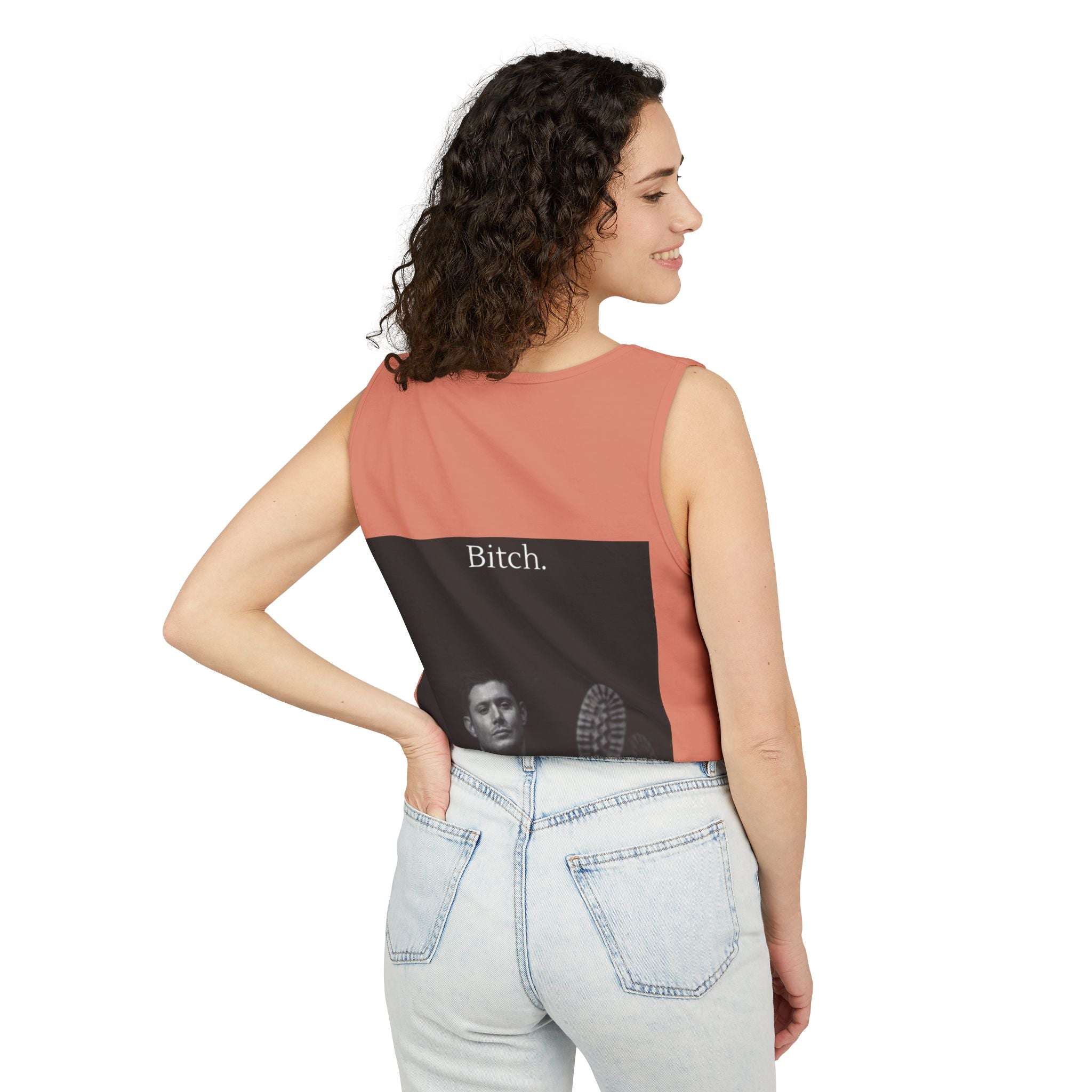 Graphic Tank Top — Vintage-Inspired 'Just Did It.' & 'Bitch.' Photo Print