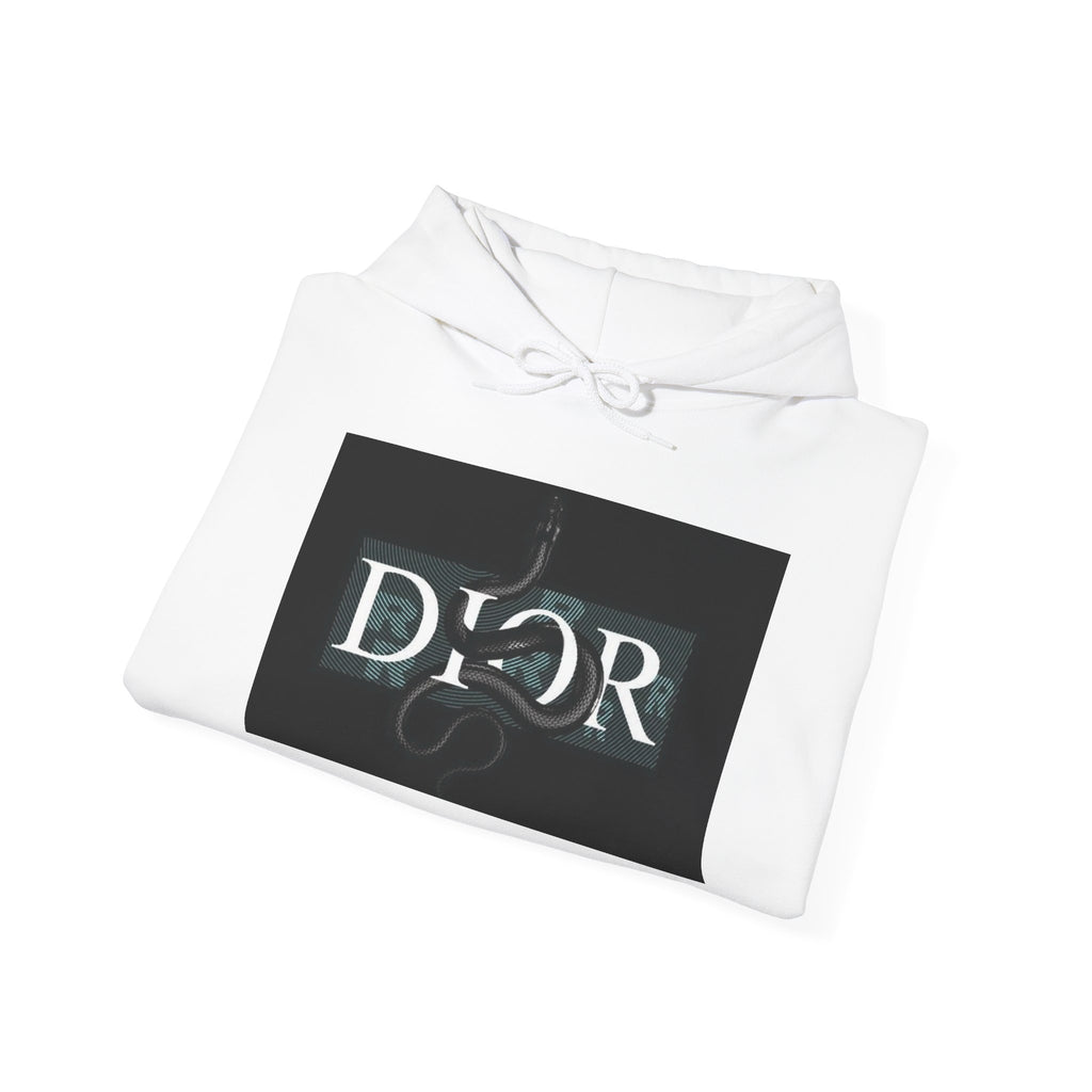 Dior Snake Graphic Hoodie — White Streetwear Logo Pullover