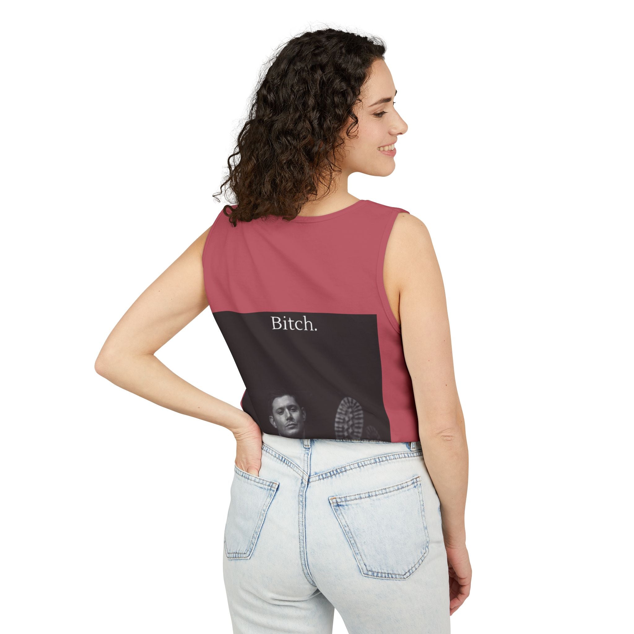 Graphic Tank Top — Vintage-Inspired 'Just Did It.' & 'Bitch.' Photo Print