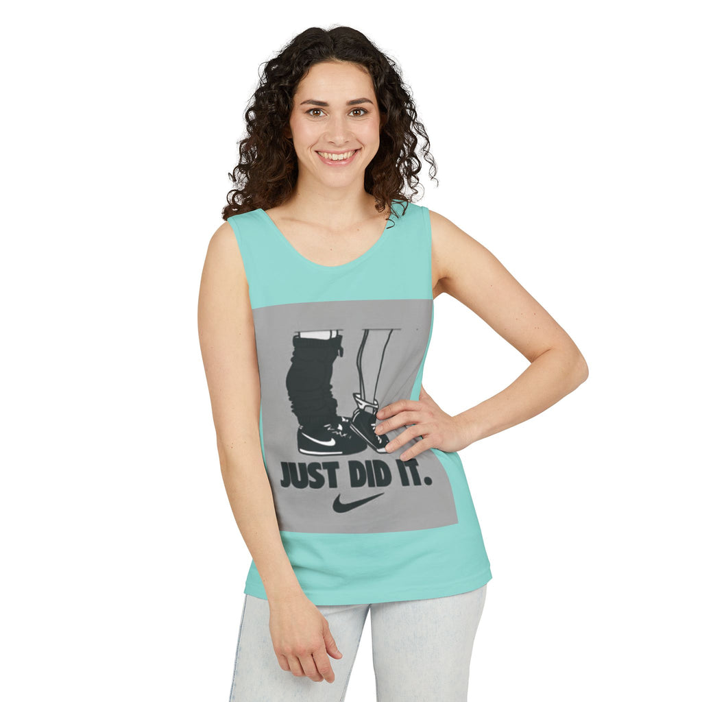 Graphic Tank Top — Vintage-Inspired 'Just Did It.' & 'Bitch.' Photo Print