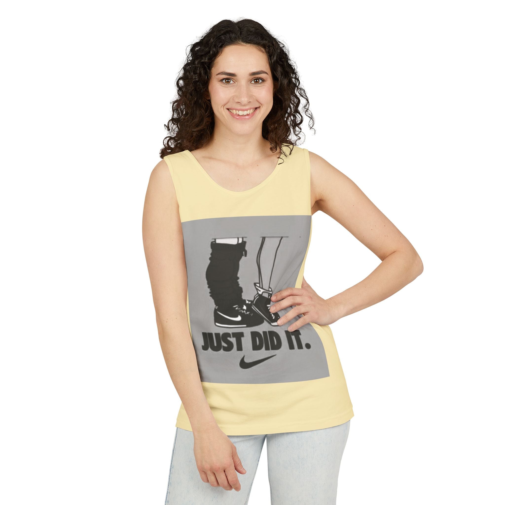 Graphic Tank Top — Vintage-Inspired 'Just Did It.' & 'Bitch.' Photo Print