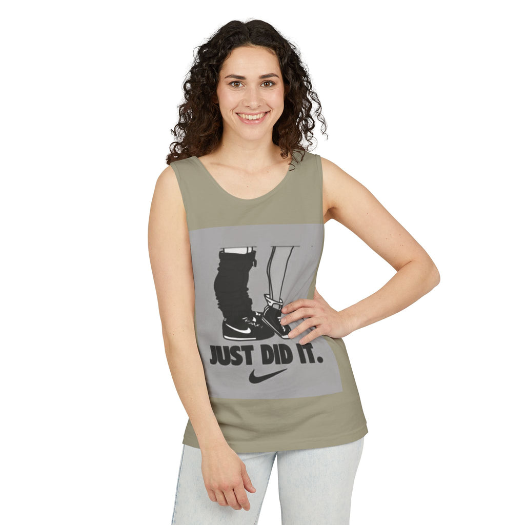 Graphic Tank Top — Vintage-Inspired 'Just Did It.' & 'Bitch.' Photo Print