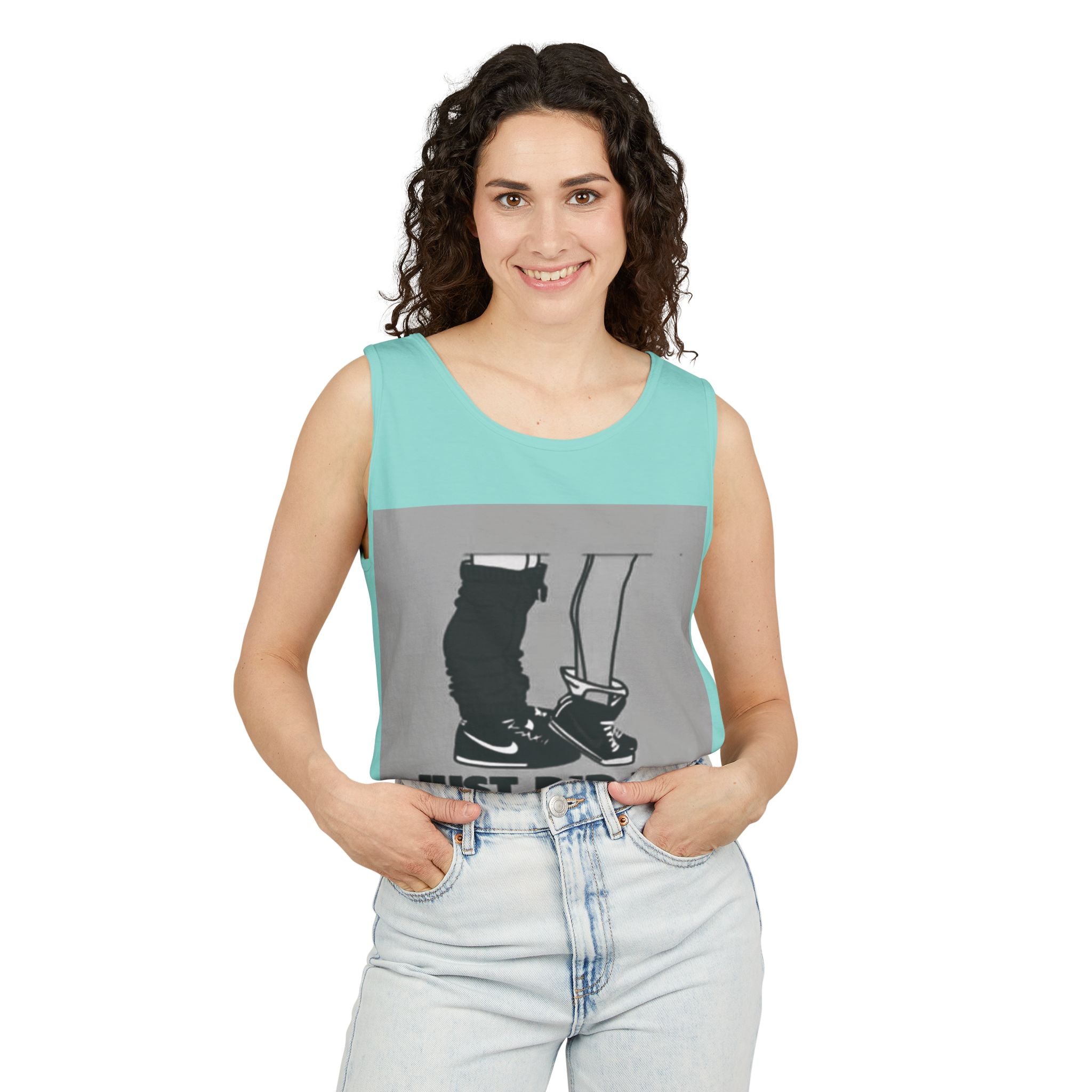 Graphic Tank Top — Vintage-Inspired 'Just Did It.' & 'Bitch.' Photo Print