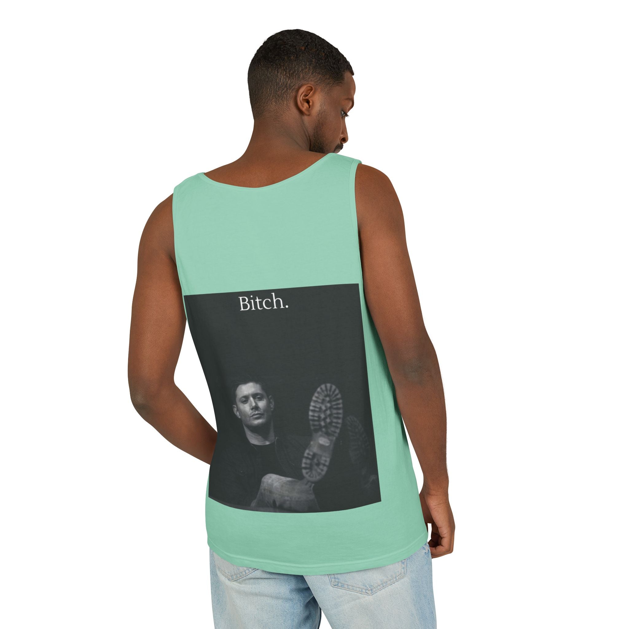 Graphic Tank Top — Vintage-Inspired 'Just Did It.' & 'Bitch.' Photo Print