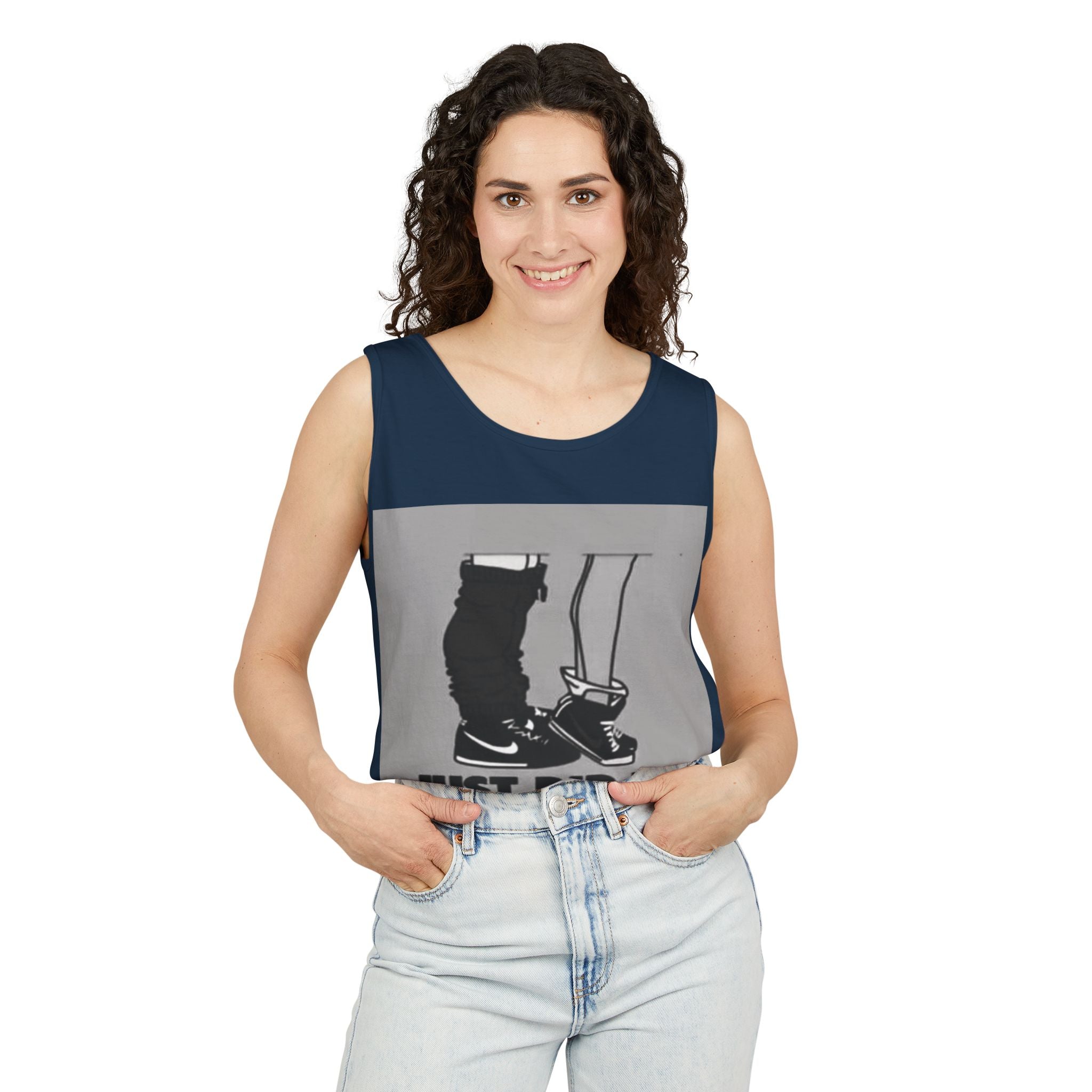 Graphic Tank Top — Vintage-Inspired 'Just Did It.' & 'Bitch.' Photo Print