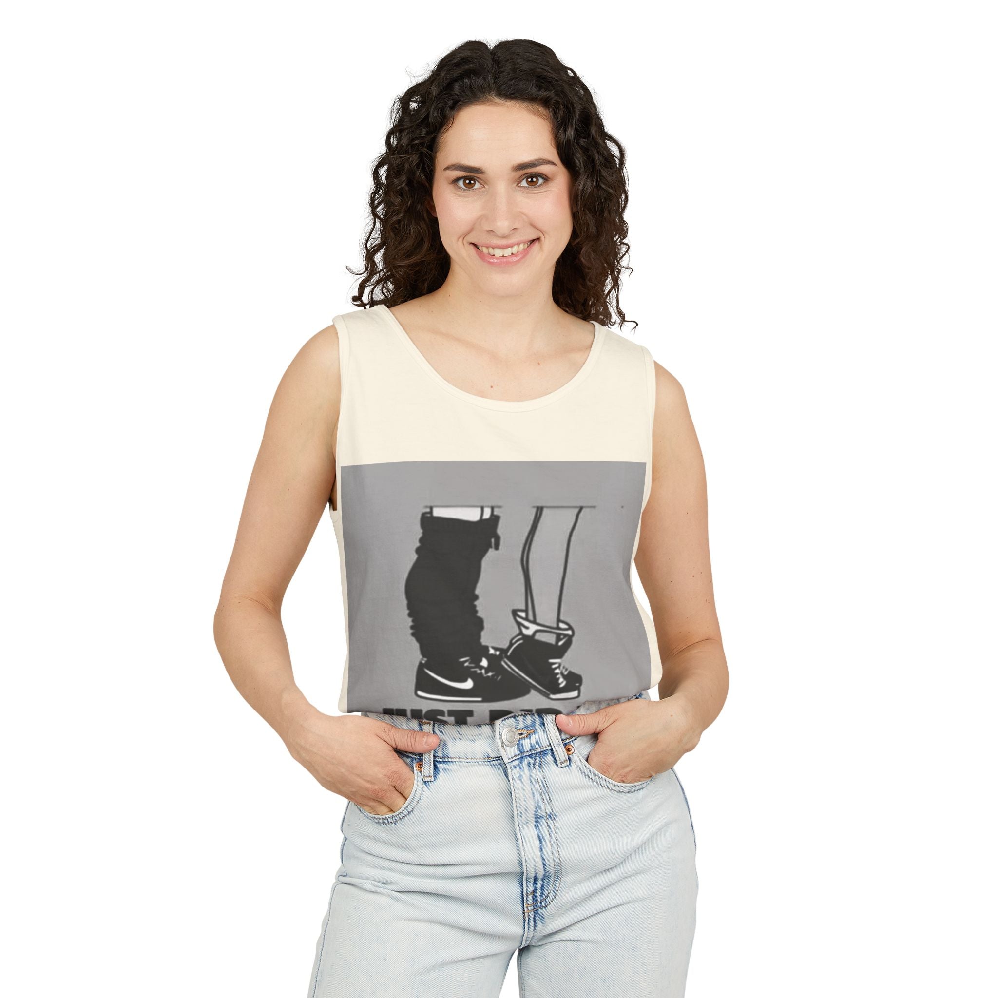 Graphic Tank Top — Vintage-Inspired 'Just Did It.' & 'Bitch.' Photo Print