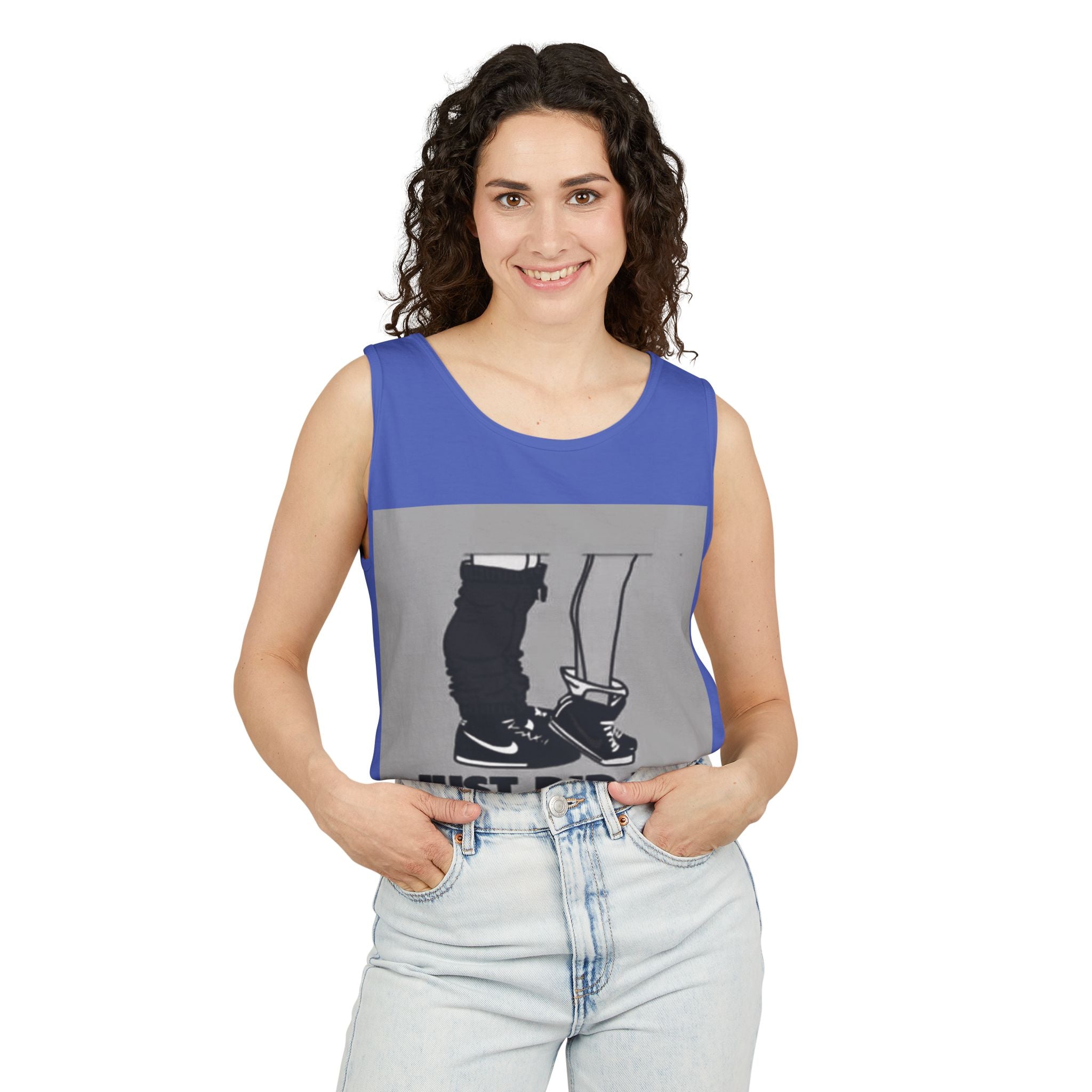 Graphic Tank Top — Vintage-Inspired 'Just Did It.' & 'Bitch.' Photo Print