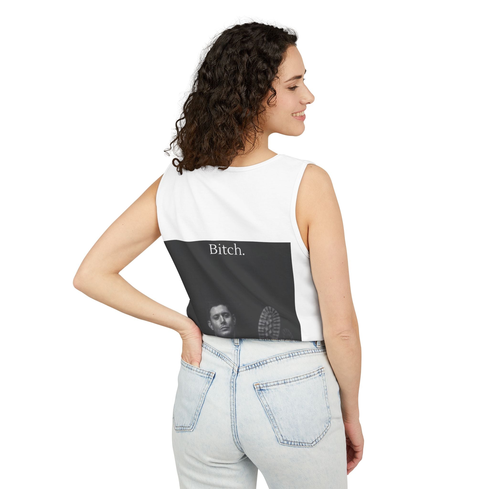 Graphic Tank Top — Vintage-Inspired 'Just Did It.' & 'Bitch.' Photo Print