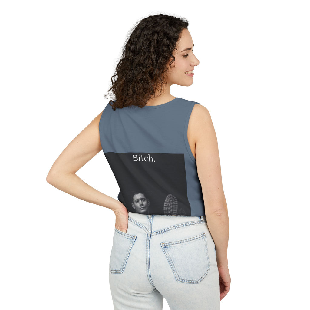 Graphic Tank Top — Vintage-Inspired 'Just Did It.' & 'Bitch.' Photo Print