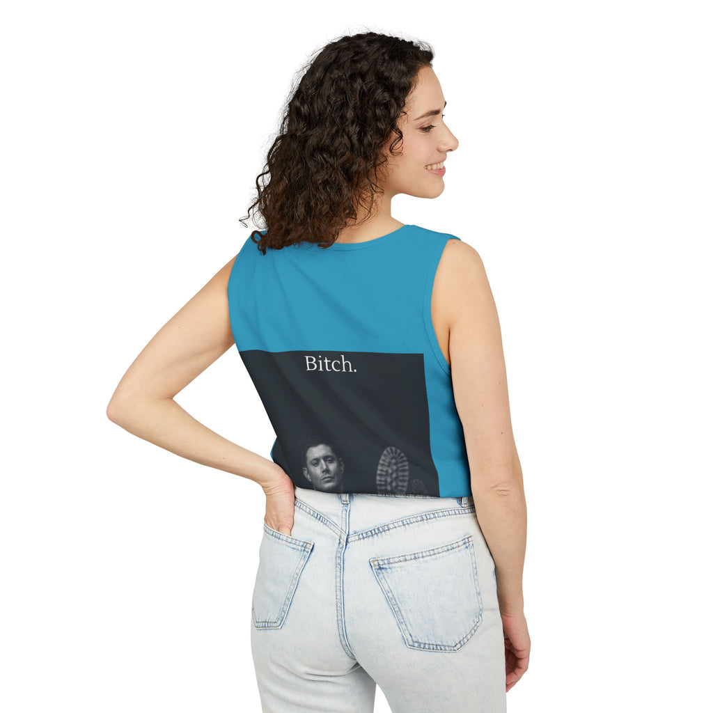 Graphic Tank Top — Vintage-Inspired 'Just Did It.' & 'Bitch.' Photo Print