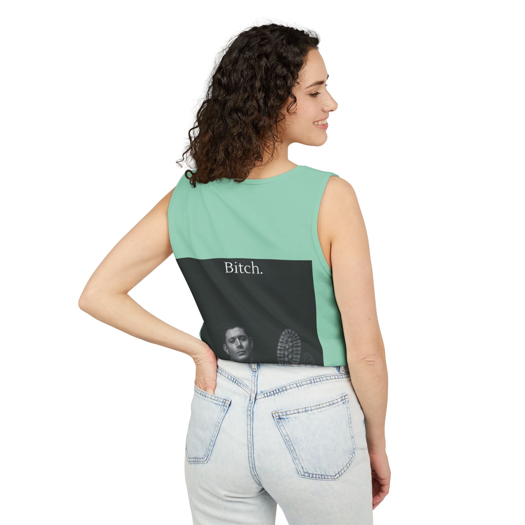 Graphic Tank Top — Vintage-Inspired 'Just Did It.' & 'Bitch.' Photo Print