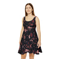 Dark Rose Floral Skater Dress — Vintage Gothic Floral AOP