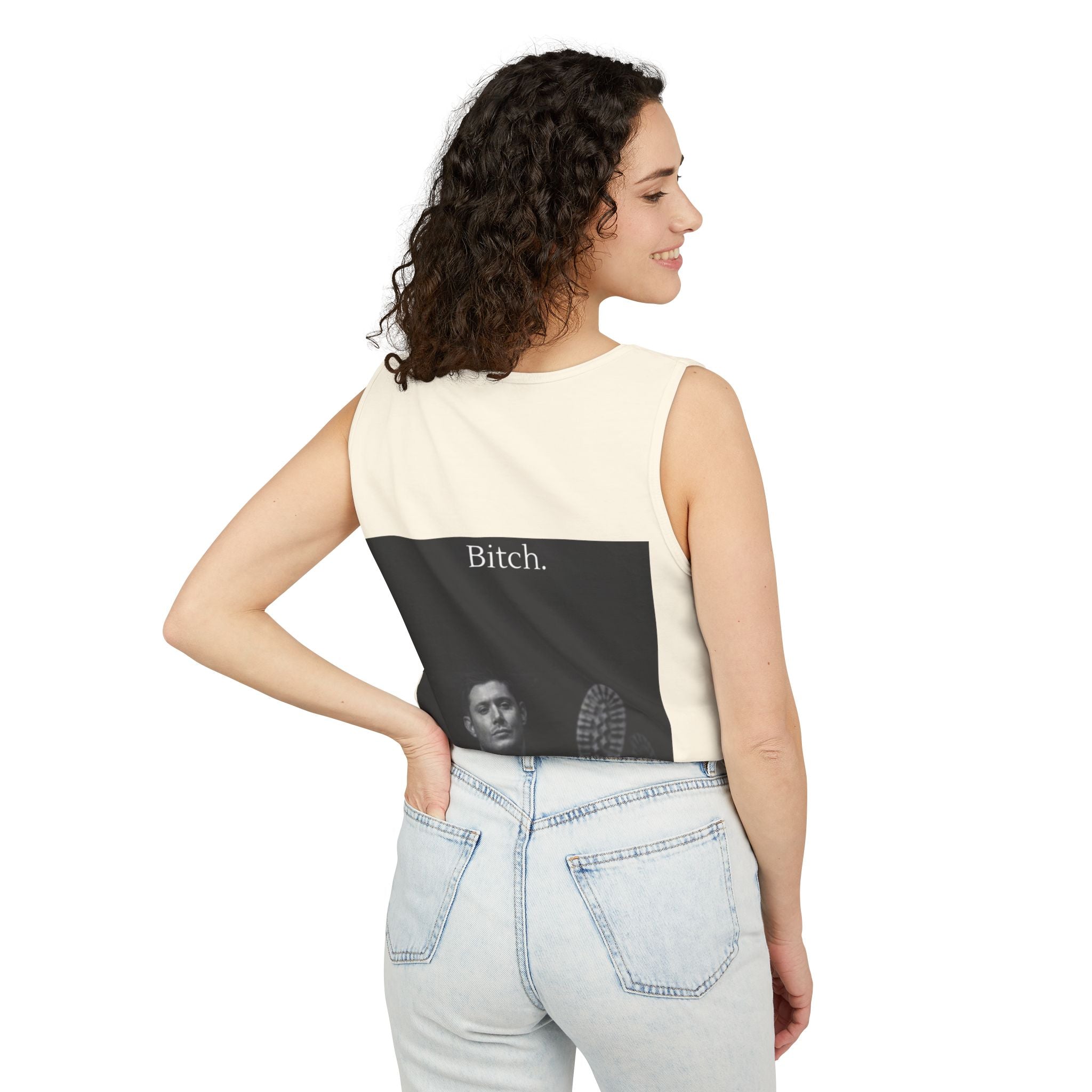 Graphic Tank Top — Vintage-Inspired 'Just Did It.' & 'Bitch.' Photo Print