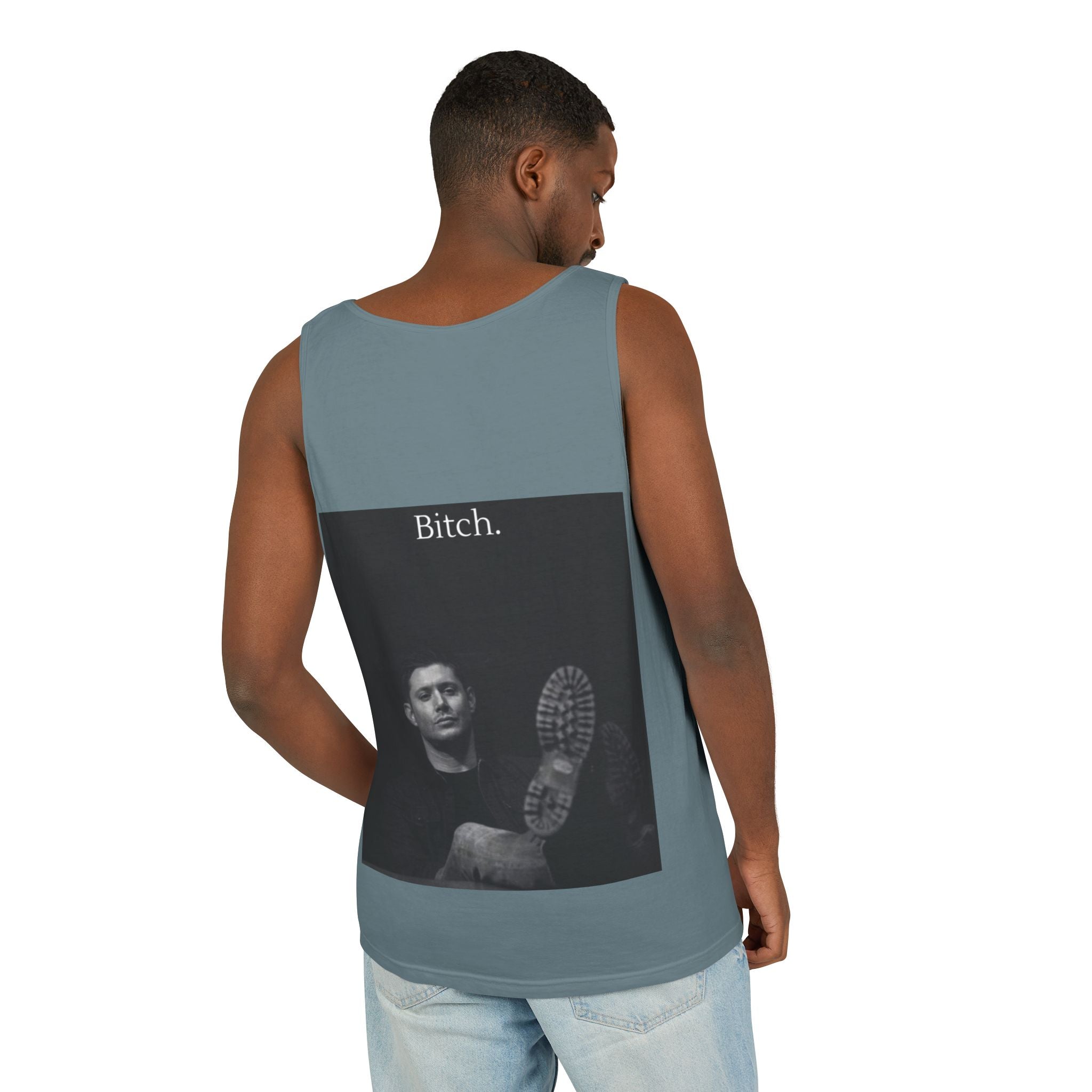 Graphic Tank Top — Vintage-Inspired 'Just Did It.' & 'Bitch.' Photo Print