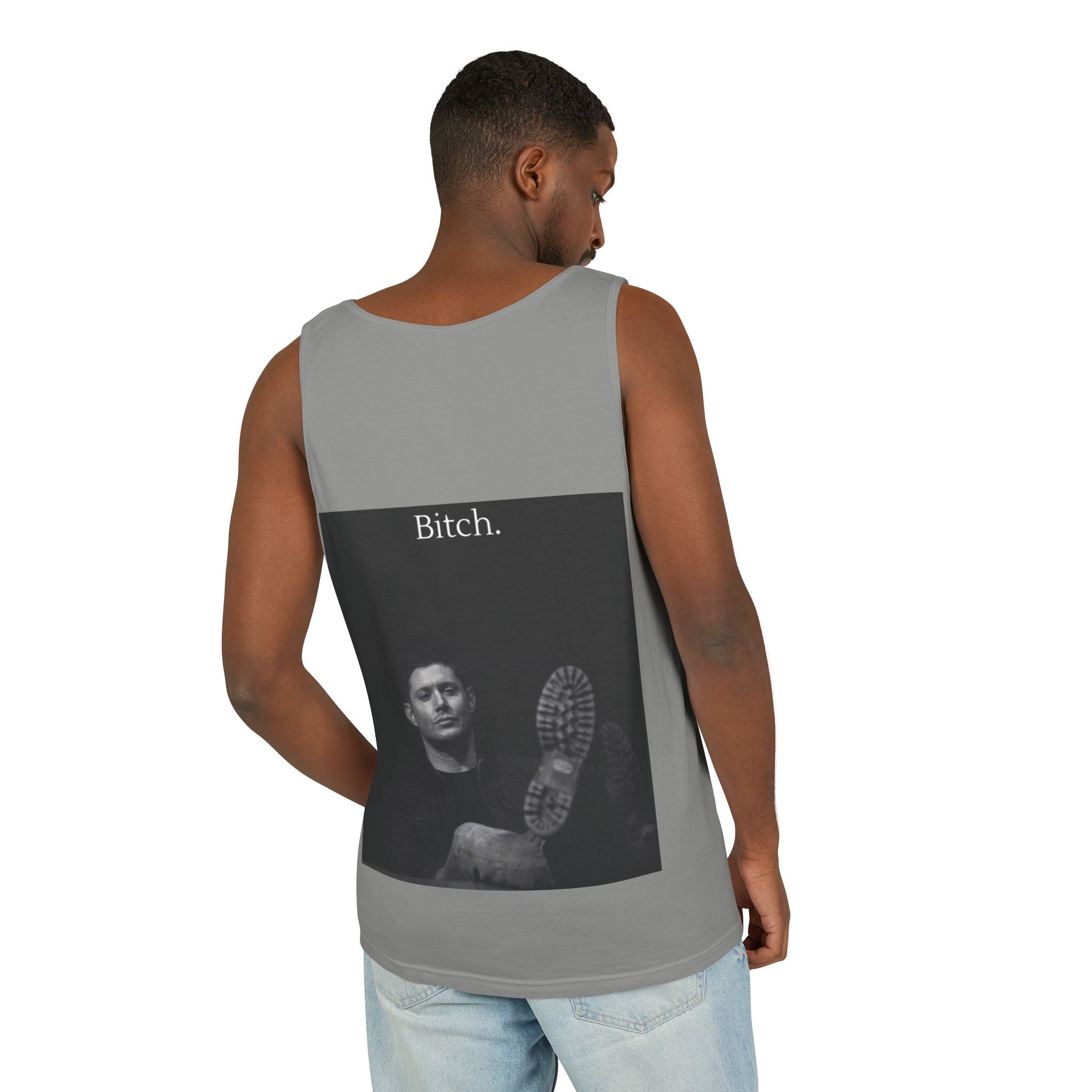 Graphic Tank Top — Vintage-Inspired 'Just Did It.' & 'Bitch.' Photo Print