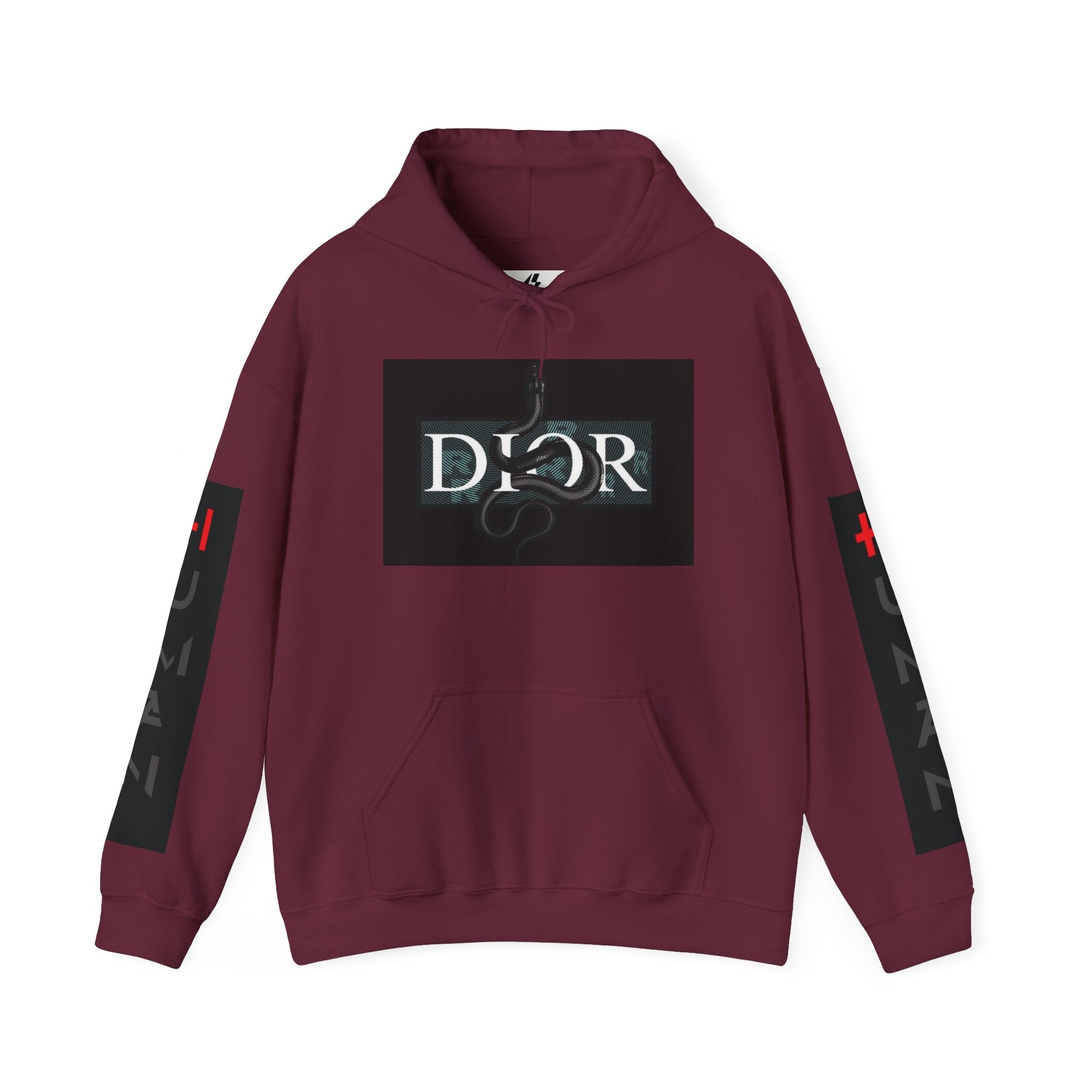Dior Snake Graphic Hoodie — White Streetwear Logo Pullover