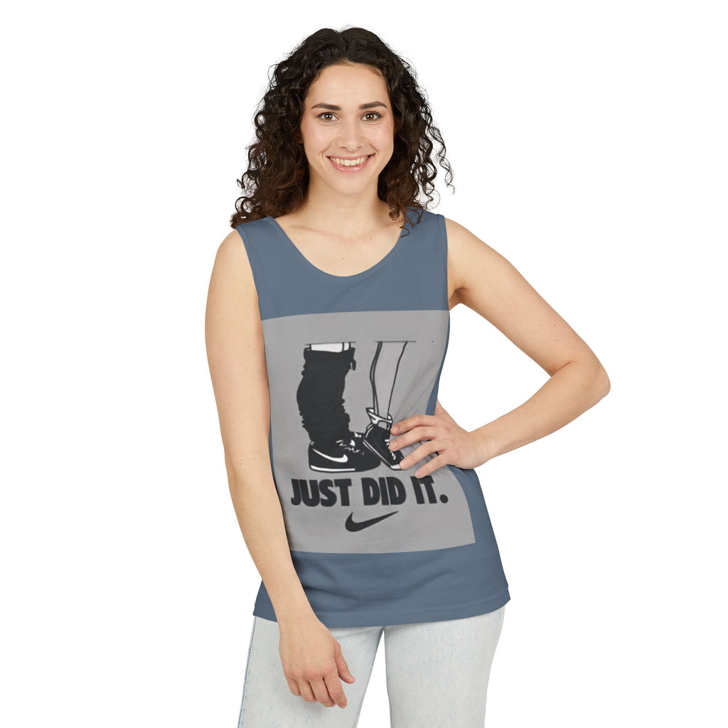 Graphic Tank Top — Vintage-Inspired 'Just Did It.' & 'Bitch.' Photo Print