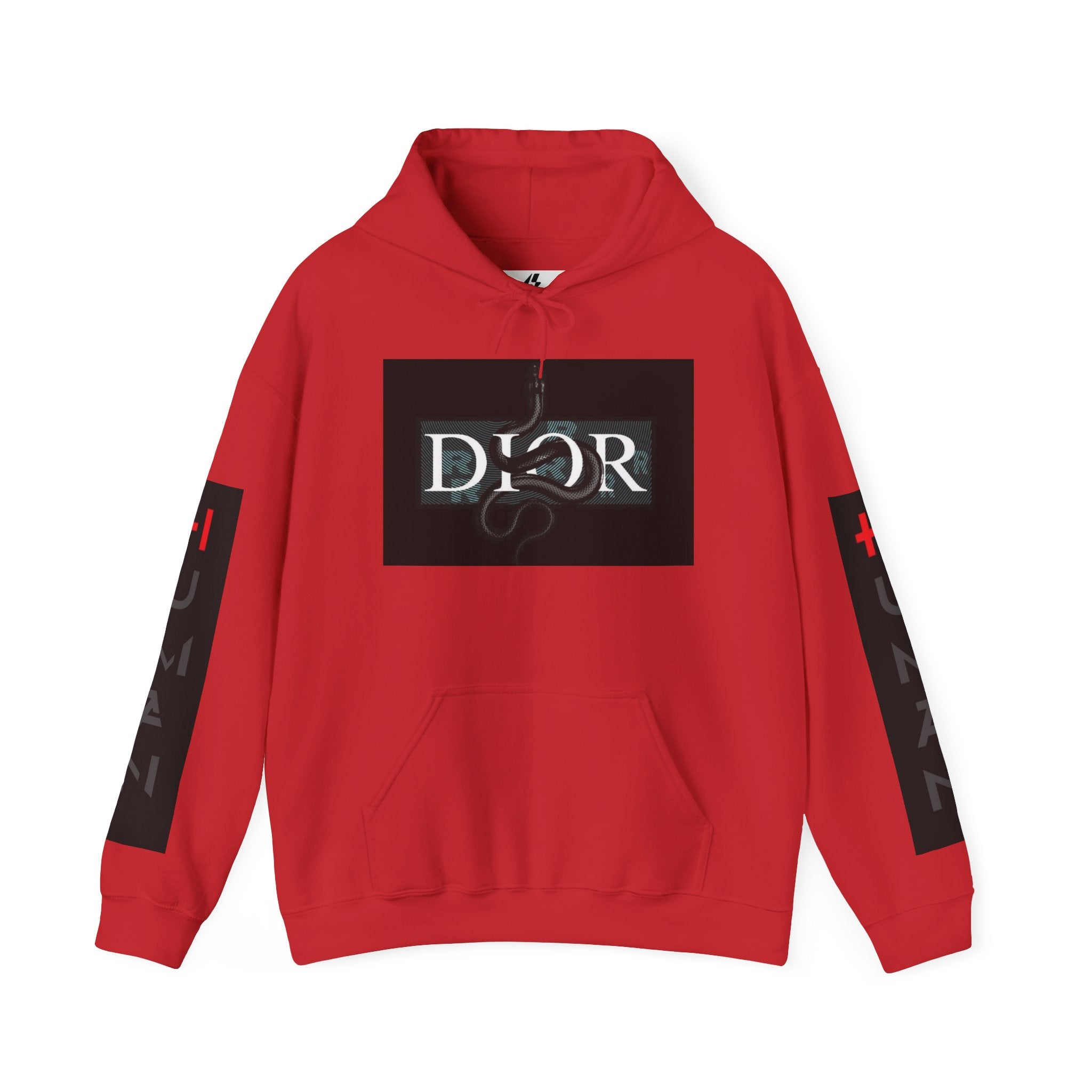 Dior Snake Graphic Hoodie — White Streetwear Logo Pullover