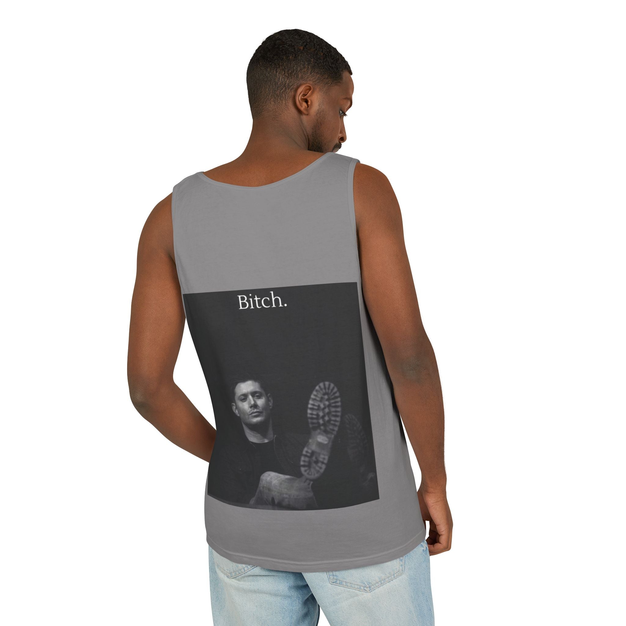 Graphic Tank Top — Vintage-Inspired 'Just Did It.' & 'Bitch.' Photo Print