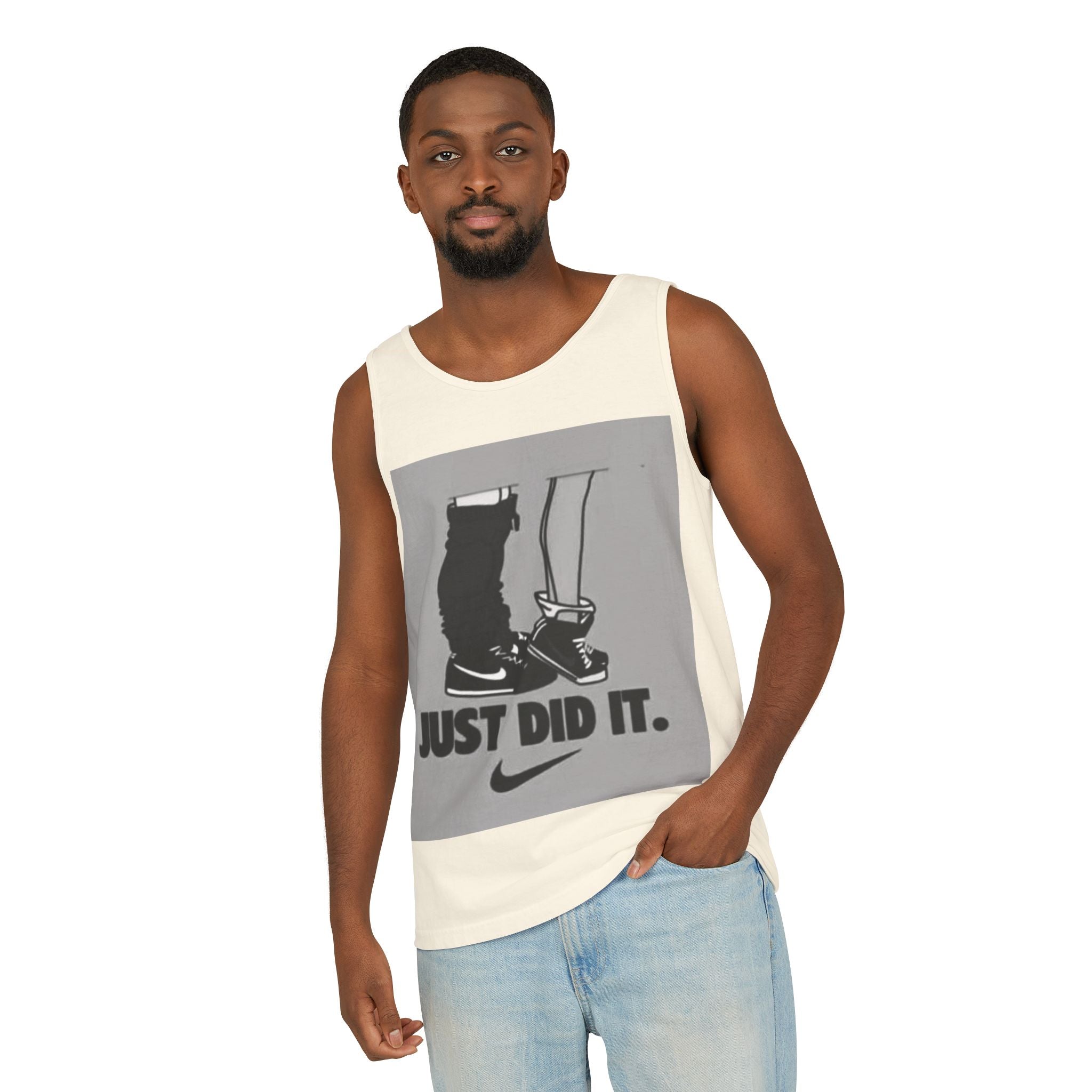Graphic Tank Top — Vintage-Inspired 'Just Did It.' & 'Bitch.' Photo Print