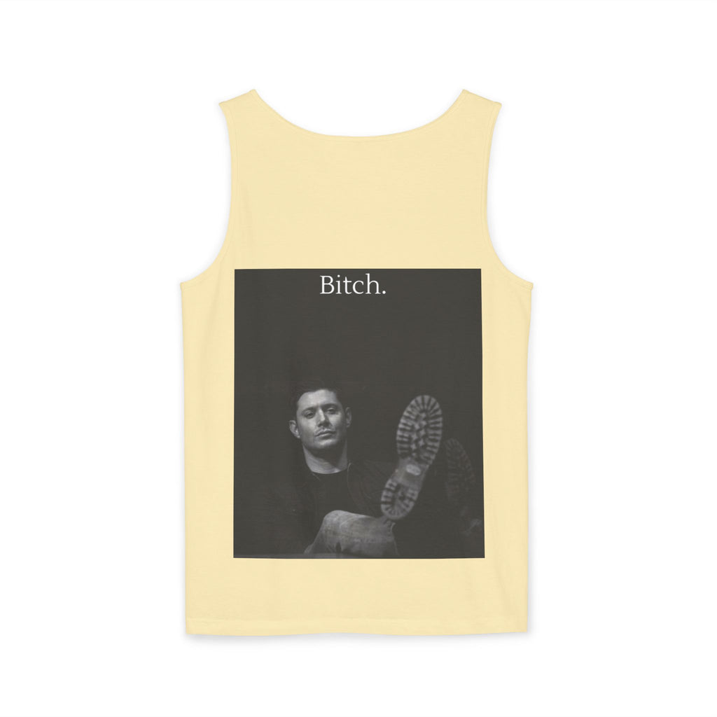 Graphic Tank Top — Vintage-Inspired 'Just Did It.' & 'Bitch.' Photo Print