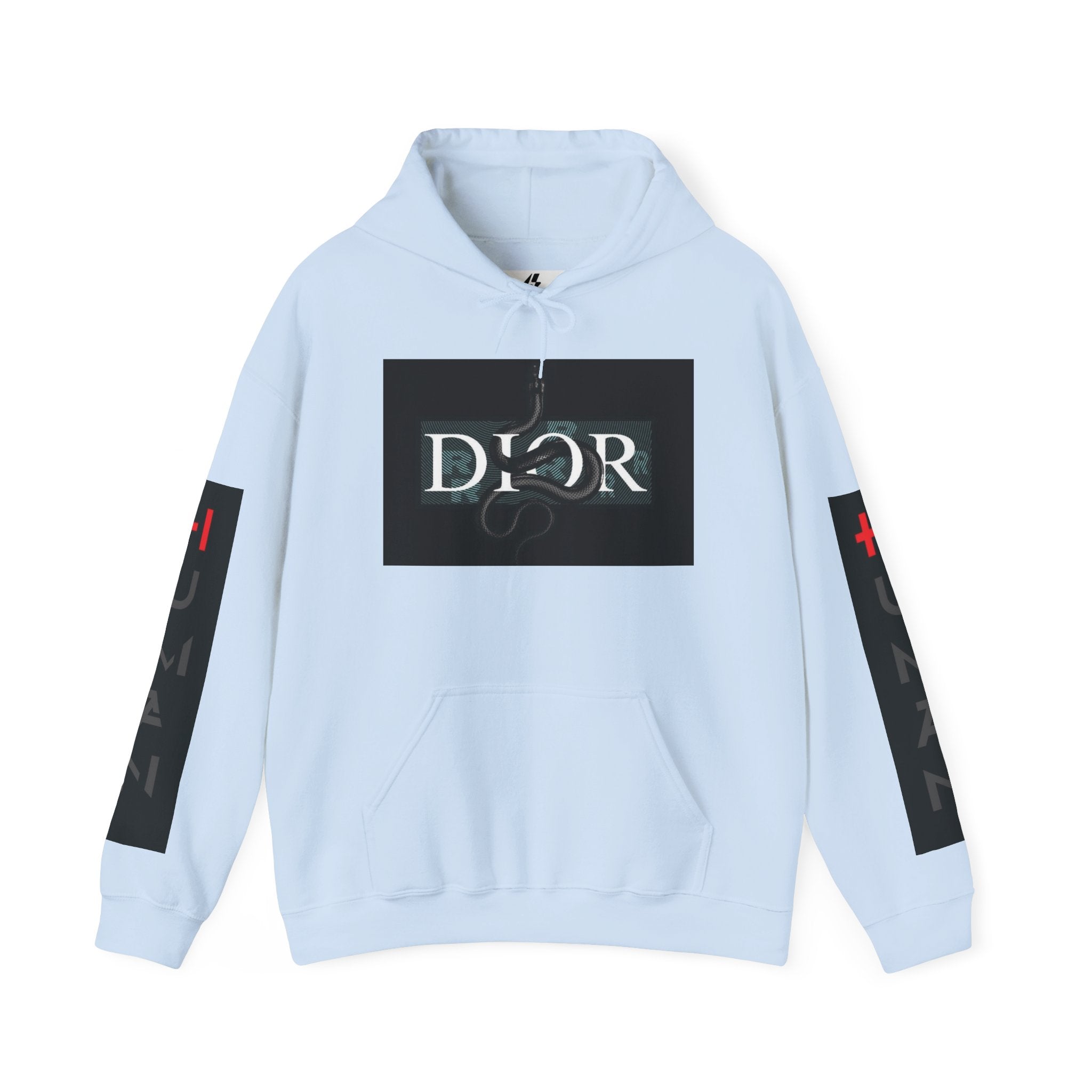 Dior Snake Graphic Hoodie — White Streetwear Logo Pullover