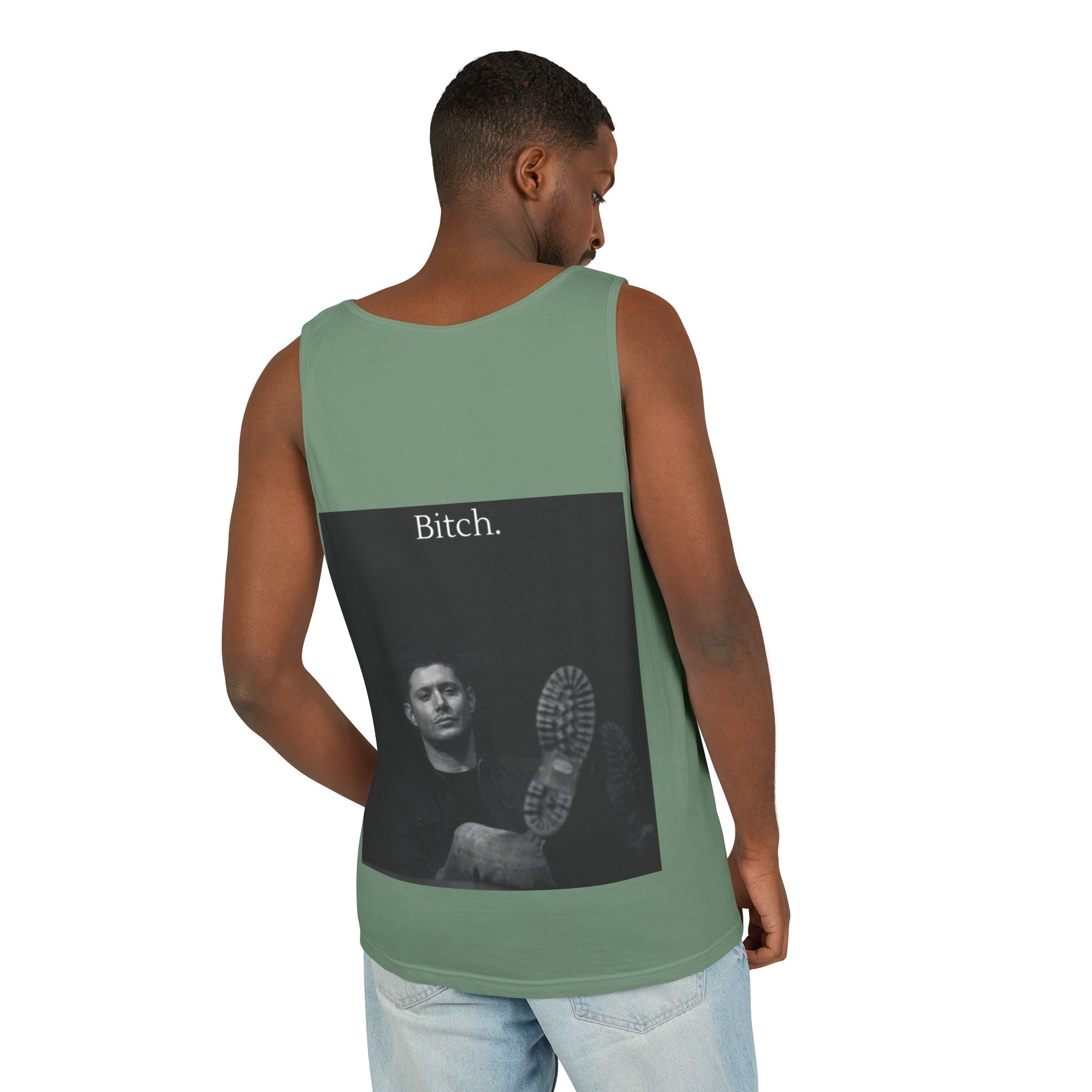 Graphic Tank Top — Vintage-Inspired 'Just Did It.' & 'Bitch.' Photo Print