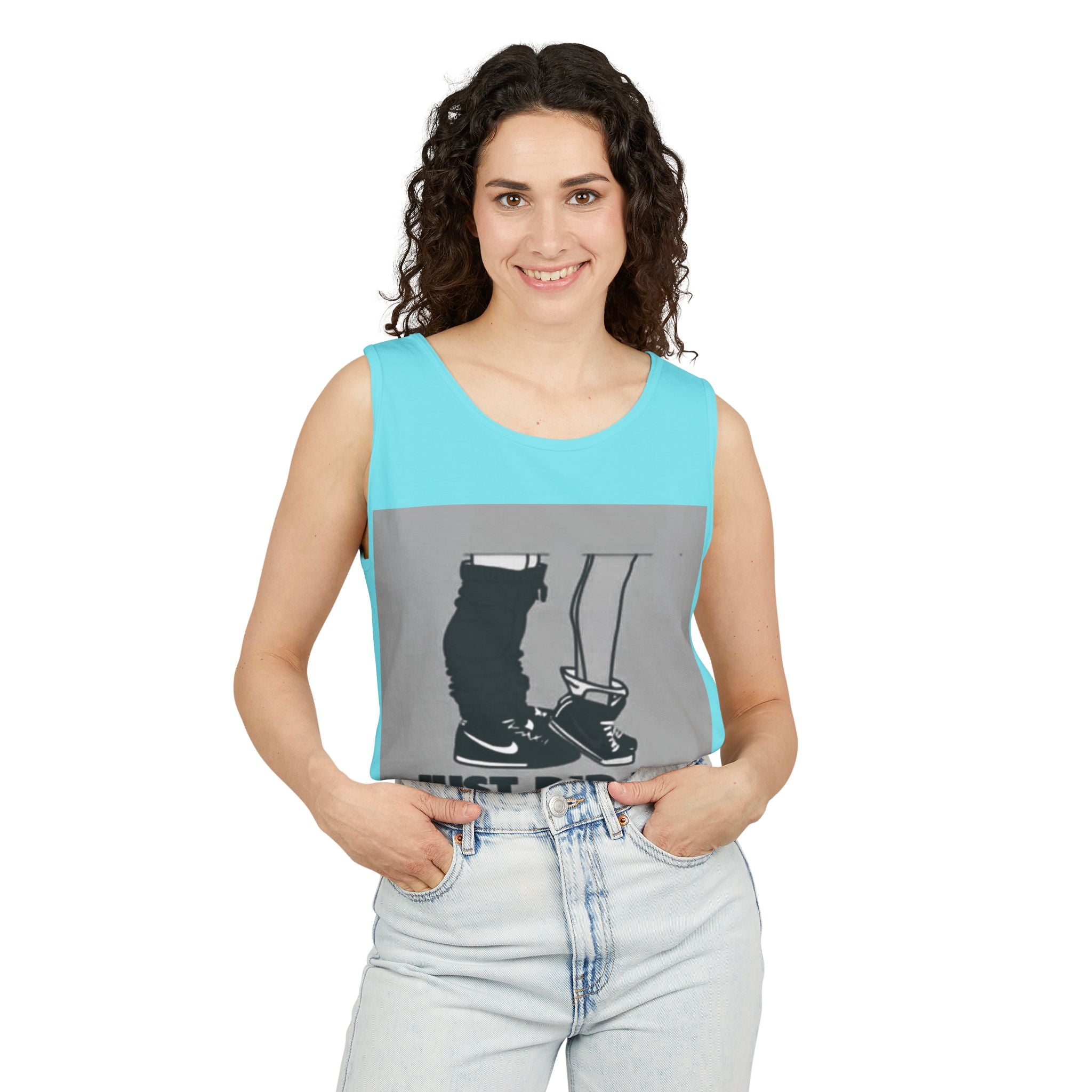 Graphic Tank Top — Vintage-Inspired 'Just Did It.' & 'Bitch.' Photo Print
