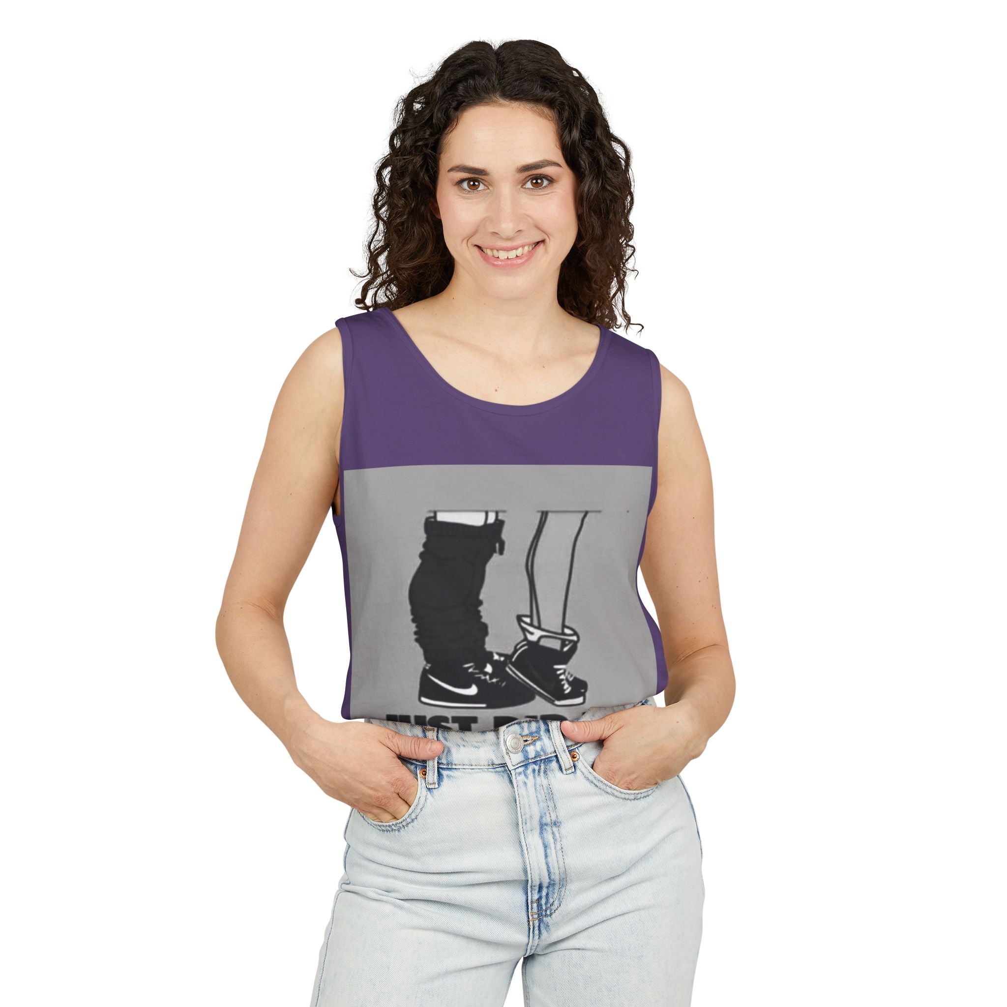 Graphic Tank Top — Vintage-Inspired 'Just Did It.' & 'Bitch.' Photo Print