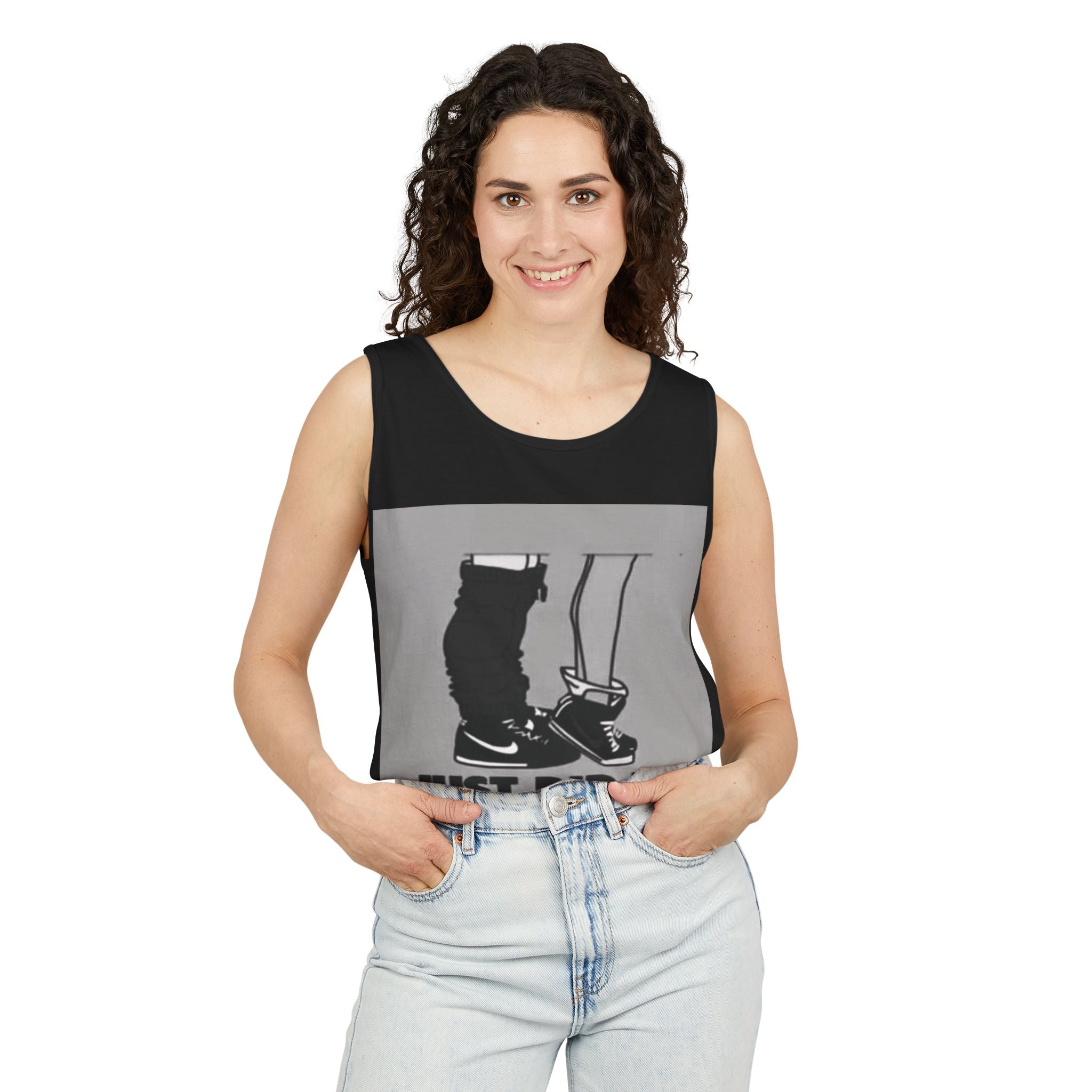 Graphic Tank Top — Vintage-Inspired 'Just Did It.' & 'Bitch.' Photo Print